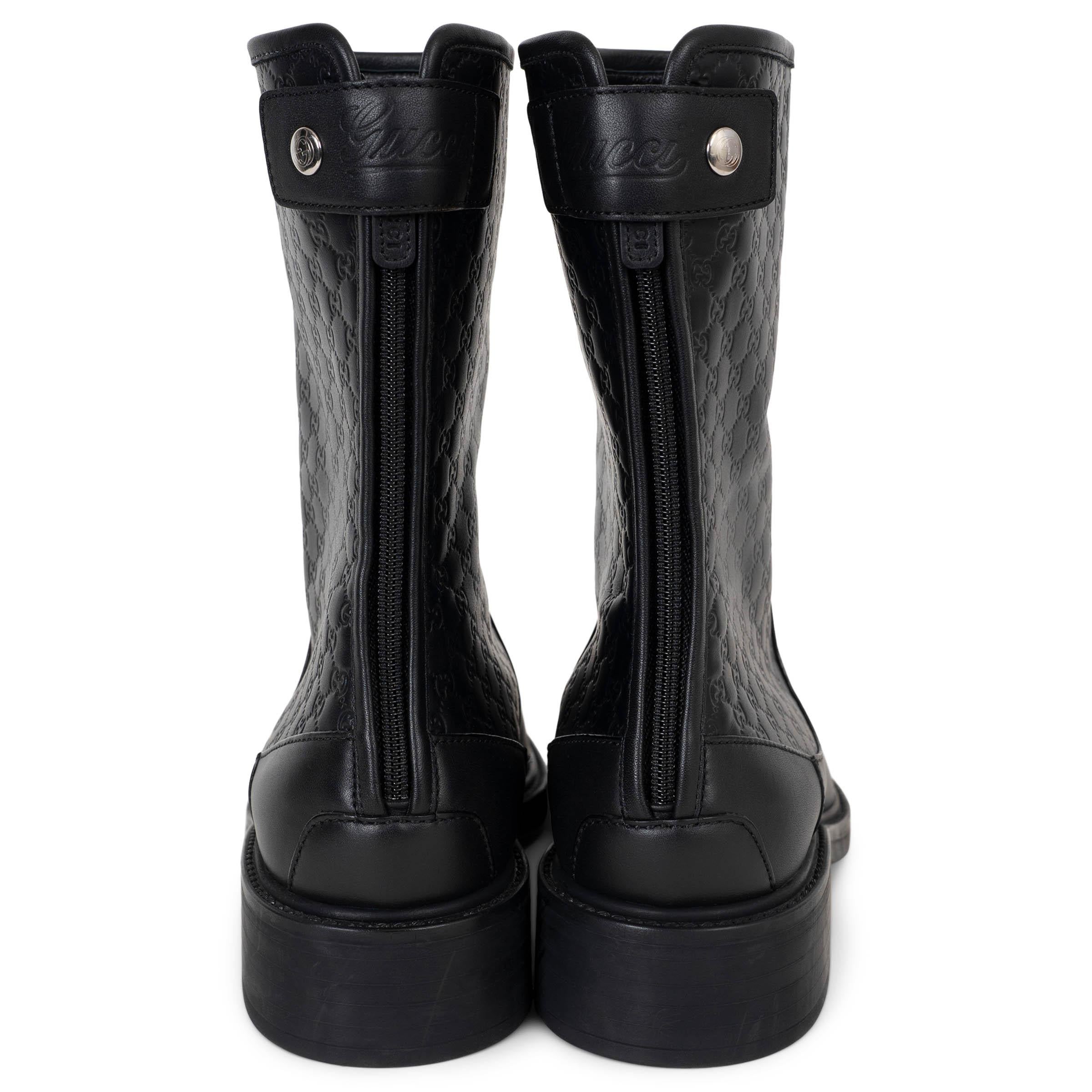 GUCCI schwarz Leder MICROGUCCISSIMA MID-CALF Stiefel Schuhe 37.5 im Zustand „Hervorragend“ im Angebot in Zürich, CH