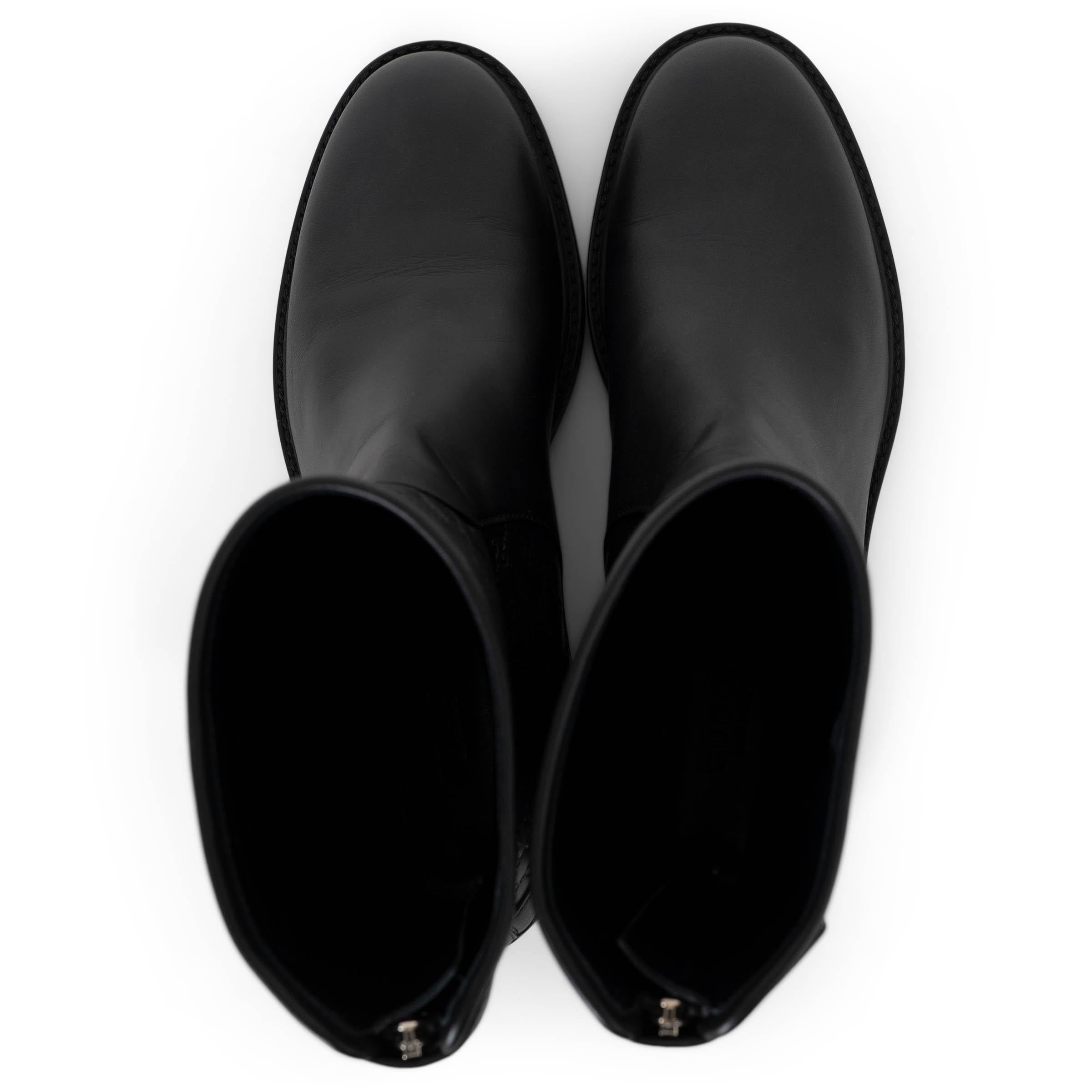 GUCCI schwarz Leder MICROGUCCISSIMA MID-CALF Stiefel Schuhe 37.5 Damen im Angebot