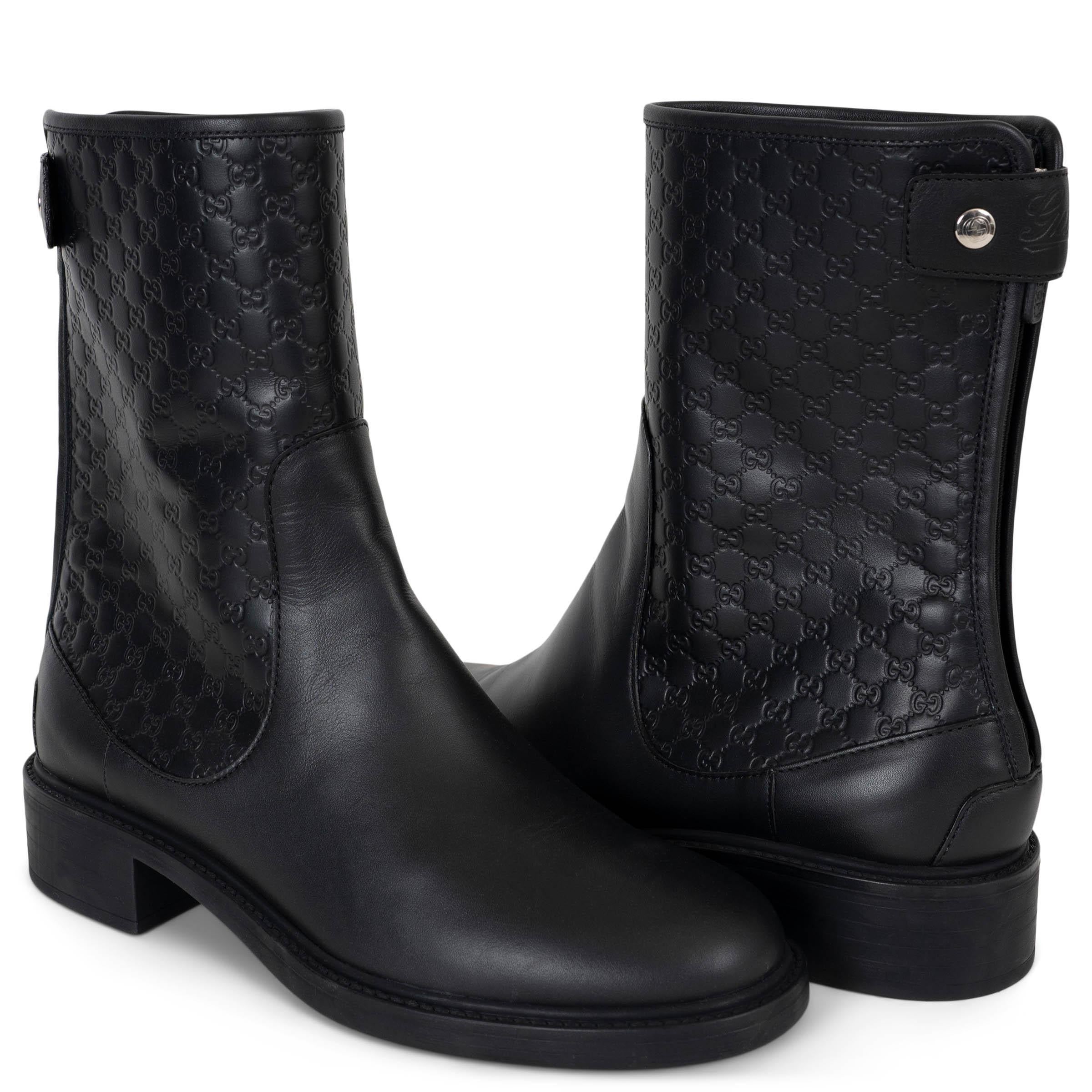 GUCCI schwarz Leder MICROGUCCISSIMA MID-CALF Stiefel Schuhe 37.5 im Angebot 1