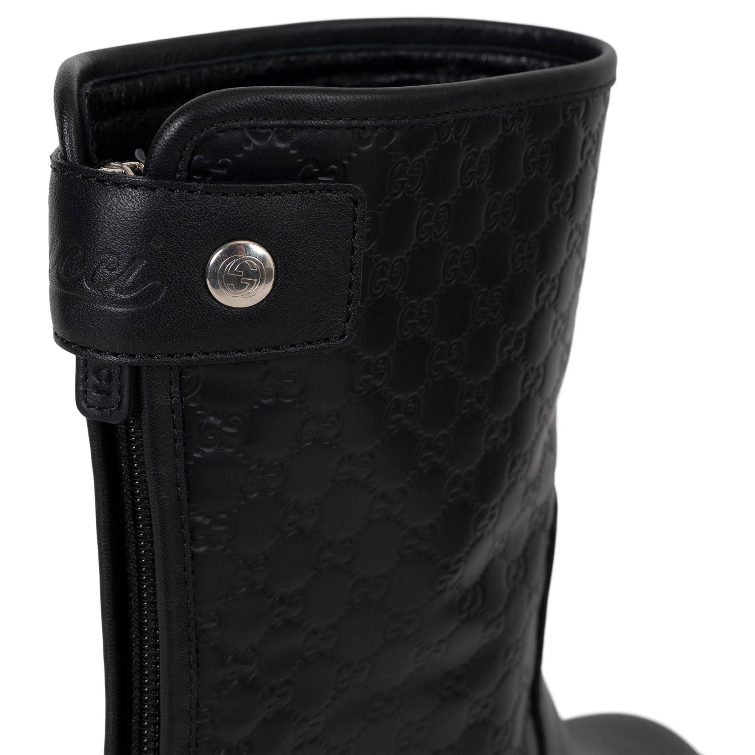 GUCCI schwarz Leder MICROGUCCISSIMA MID-CALF Stiefel Schuhe 37.5 im Angebot 2