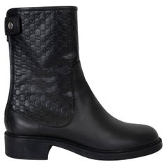 GUCCI cuero negro MICROGUCCISSIMA MID-CALF Botas Zapatos 37.5
