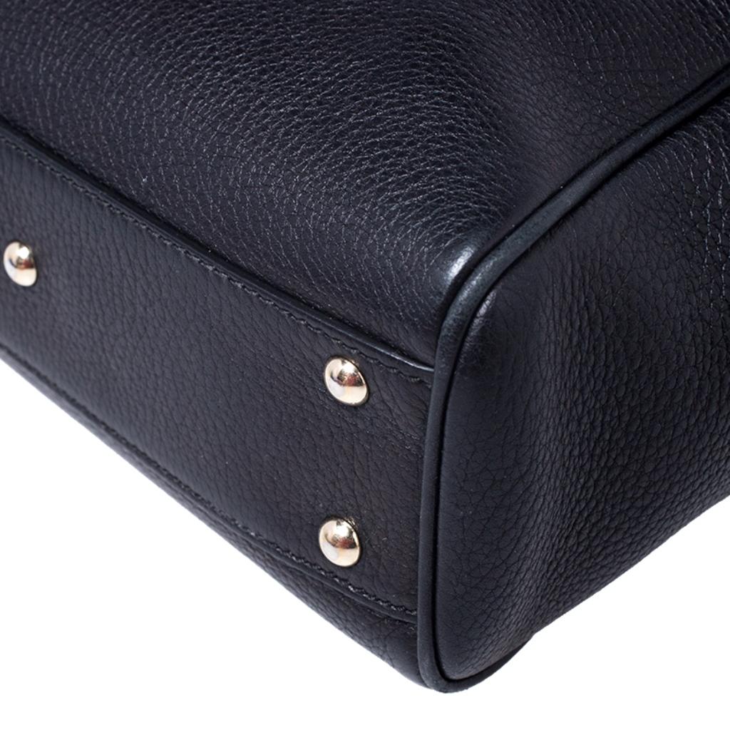 Gucci Black Leather Mini Bamboo Top Handle Bag 2