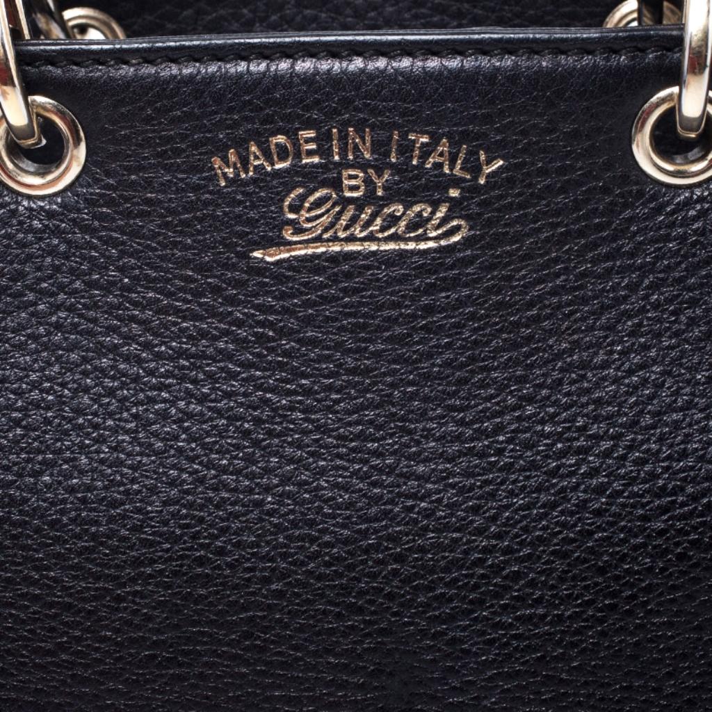 Gucci Black Leather Mini Bamboo Top Handle Bag 5