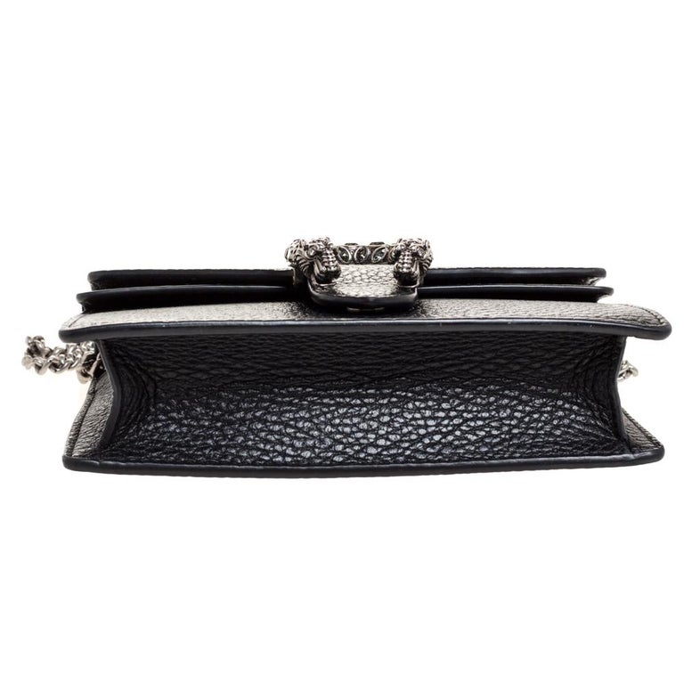 Dionysus super mini leather crossbody bag Gucci Black in Leather - 24983864