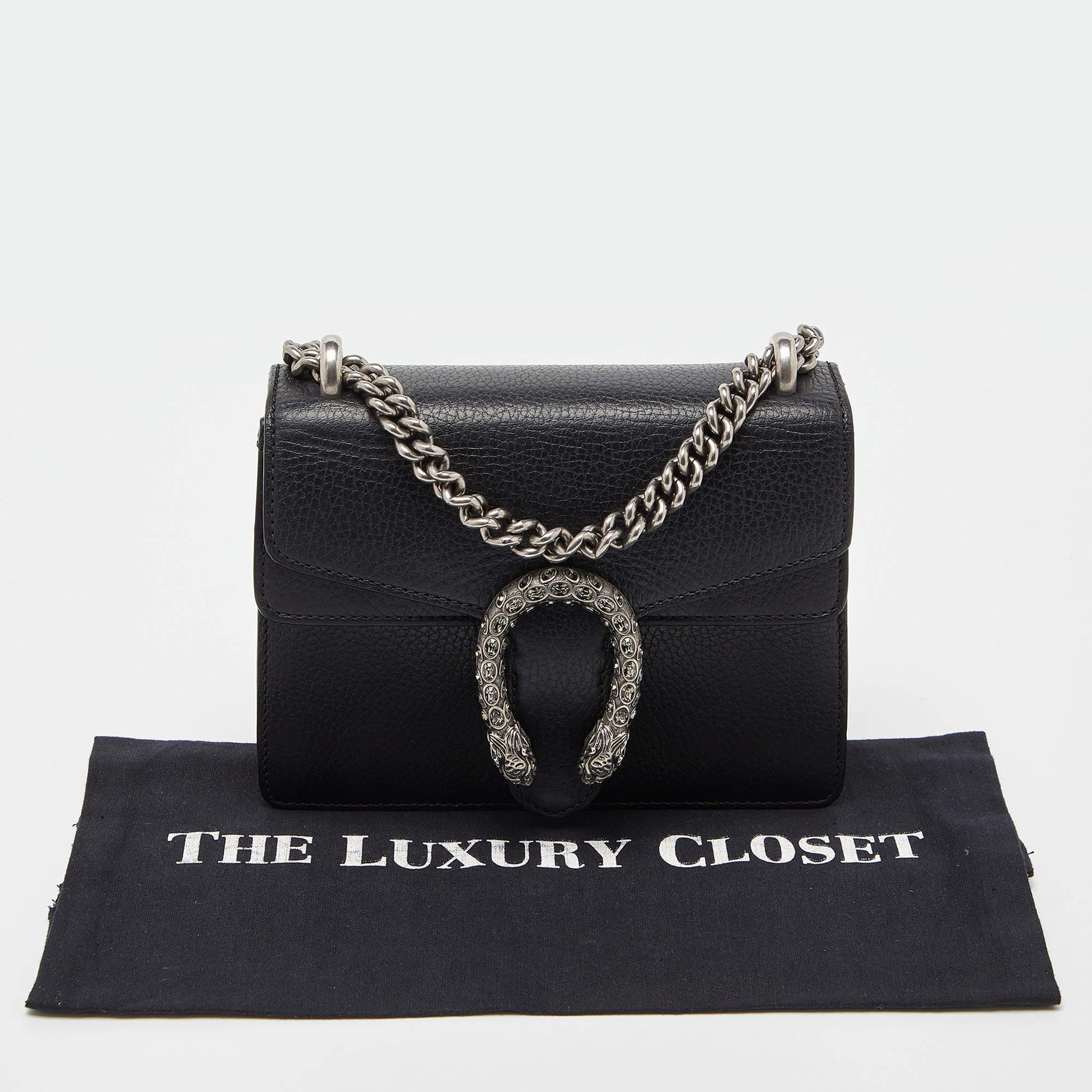 Gucci Black Leather Mini Dionysus Shoulder Bag 6