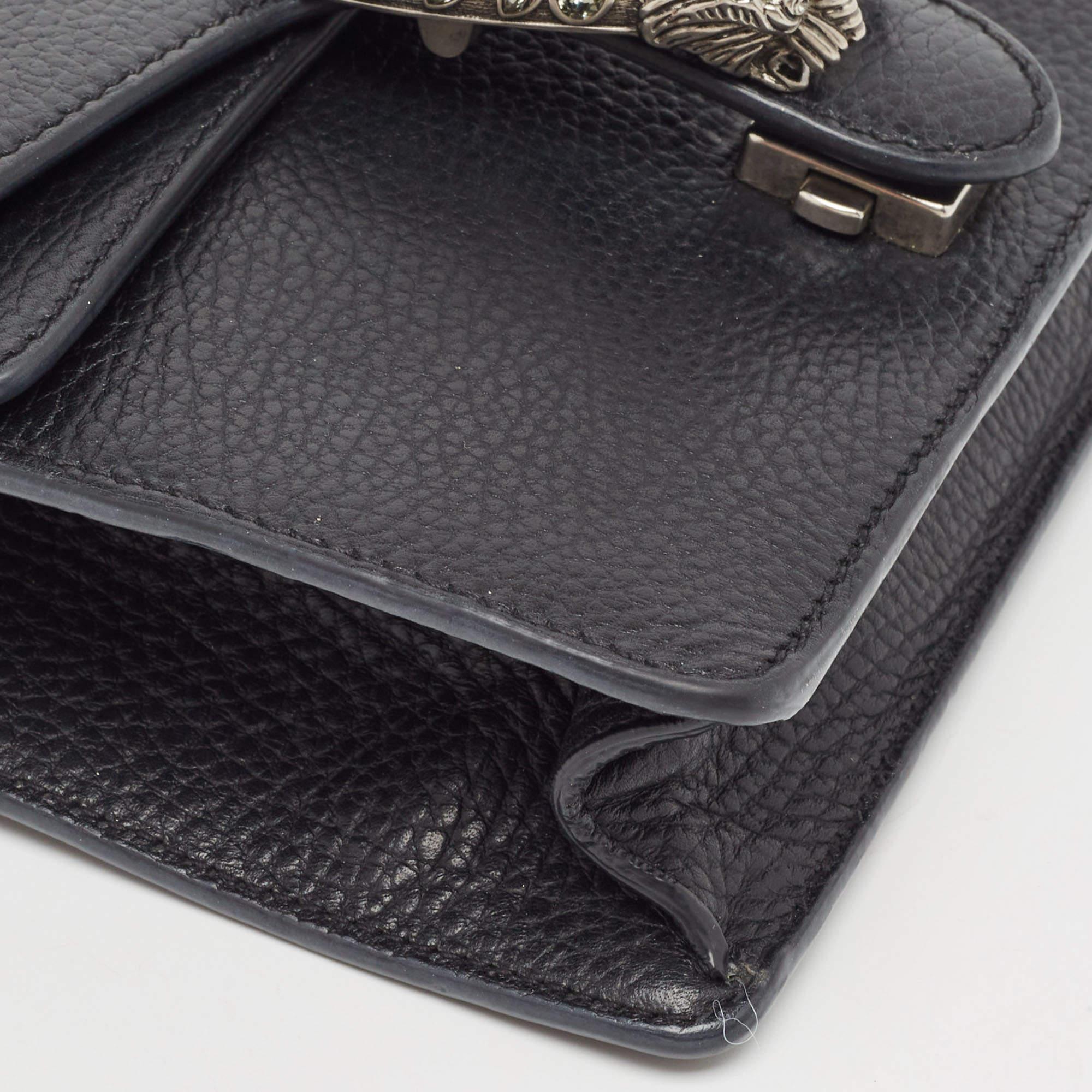 Gucci Black Leather Mini Dionysus Shoulder Bag For Sale 8