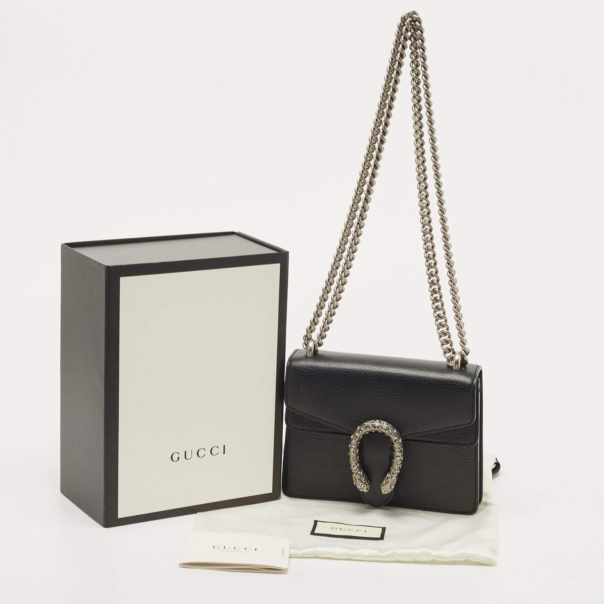 Gucci Black Leather Mini Dionysus Shoulder Bag 9