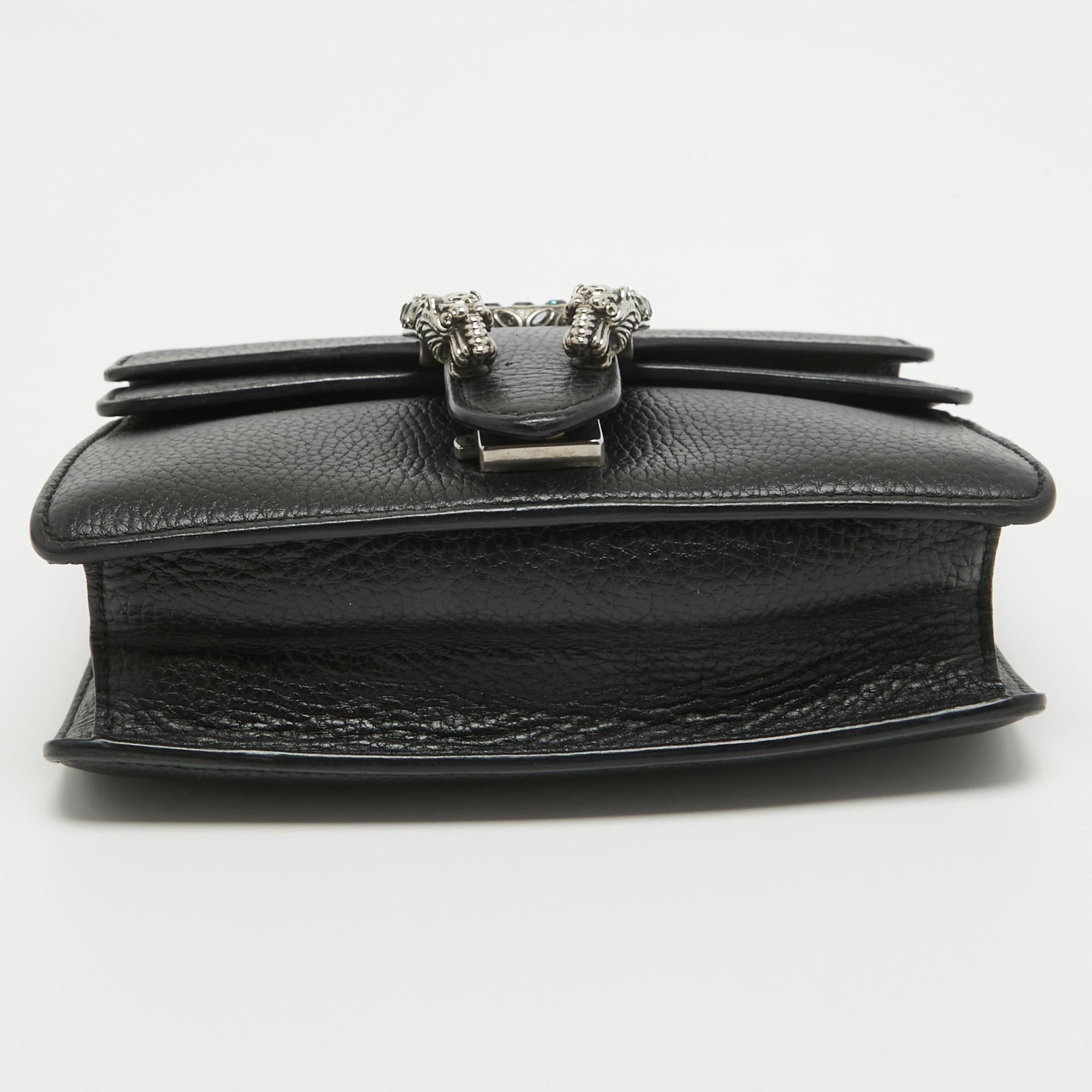 Gucci Black Leather Mini Dionysus Shoulder Bag For Sale 9