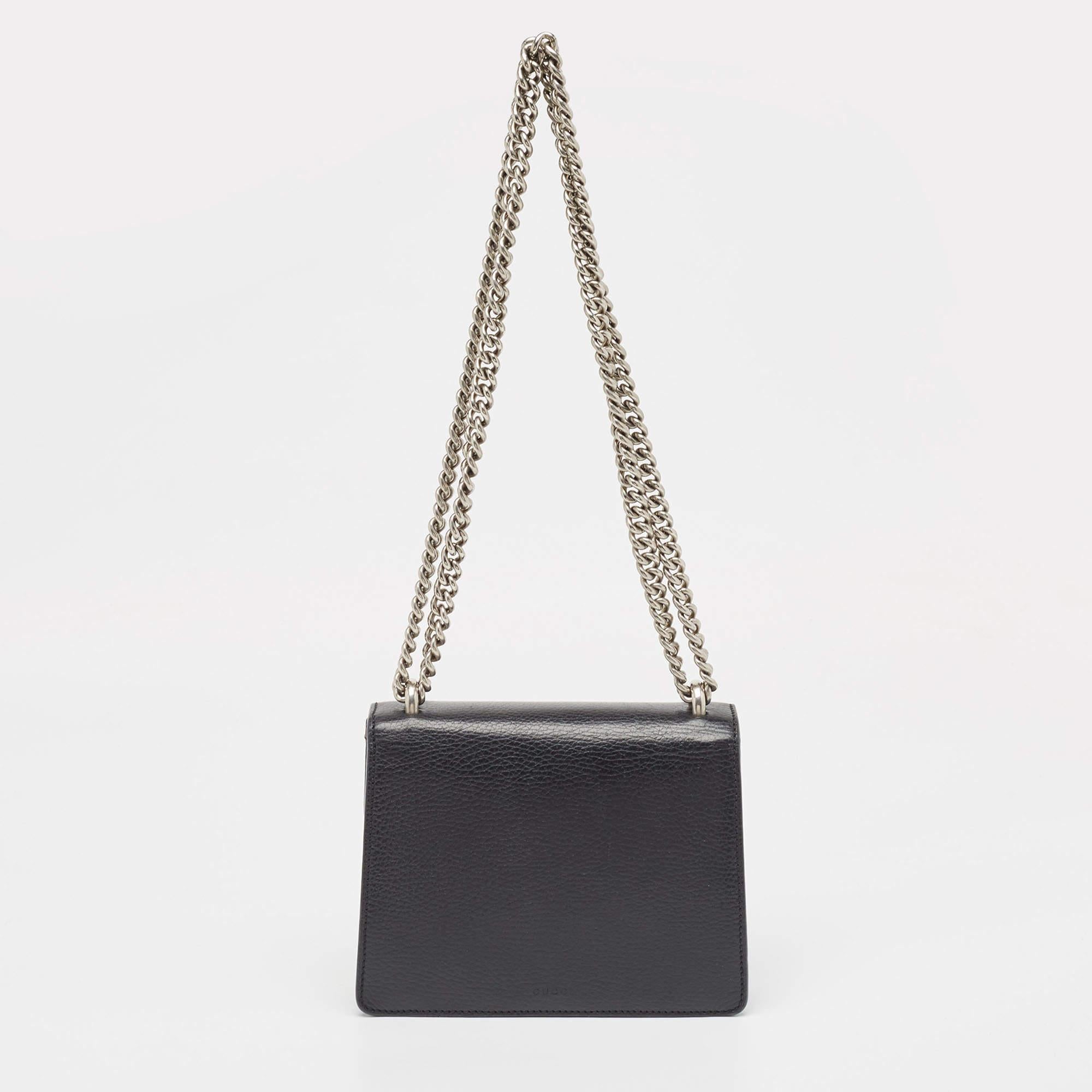 Gucci Black Leather Mini Dionysus Shoulder Bag For Sale 10