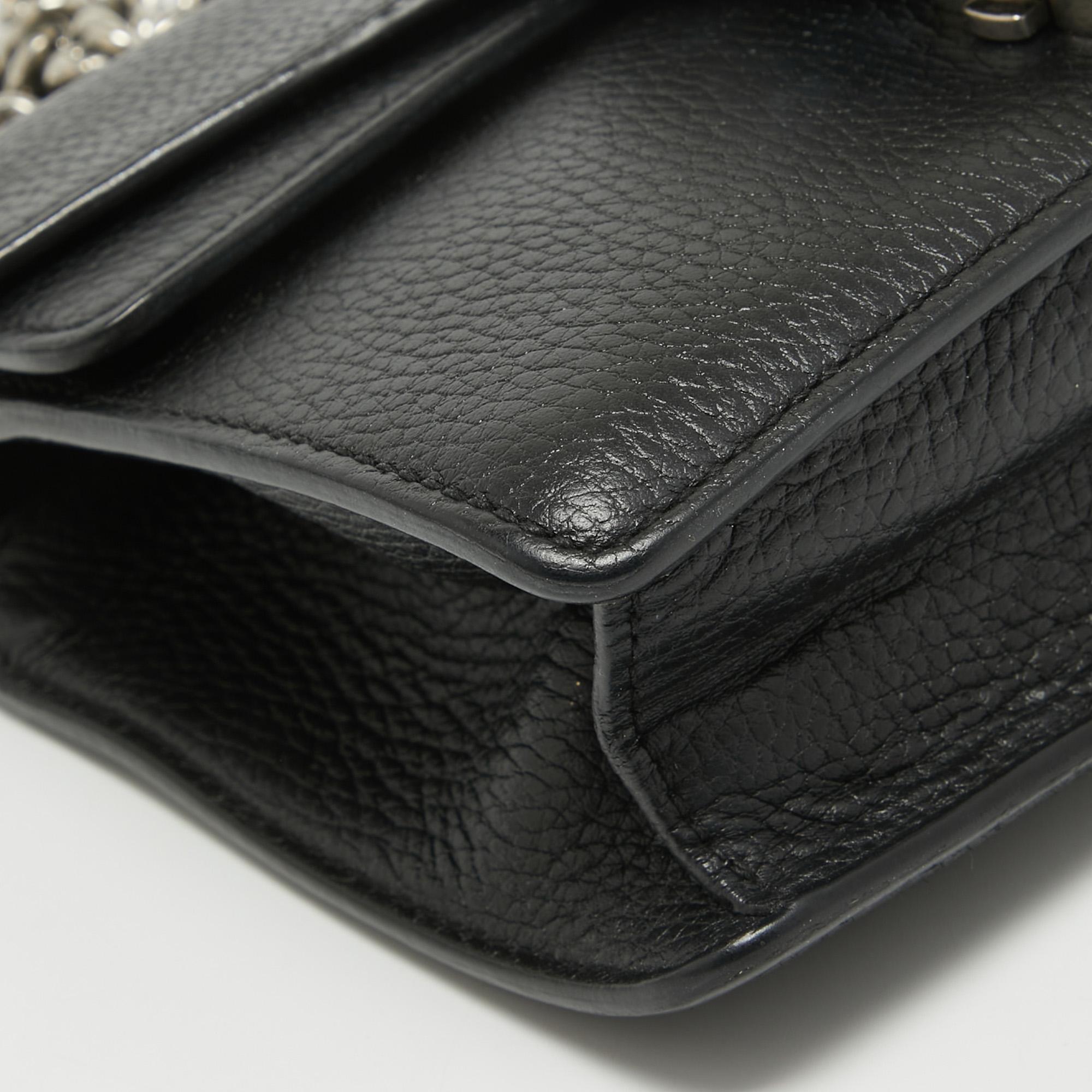 Gucci Black Leather Mini Dionysus Shoulder Bag In Fair Condition For Sale In Dubai, Al Qouz 2