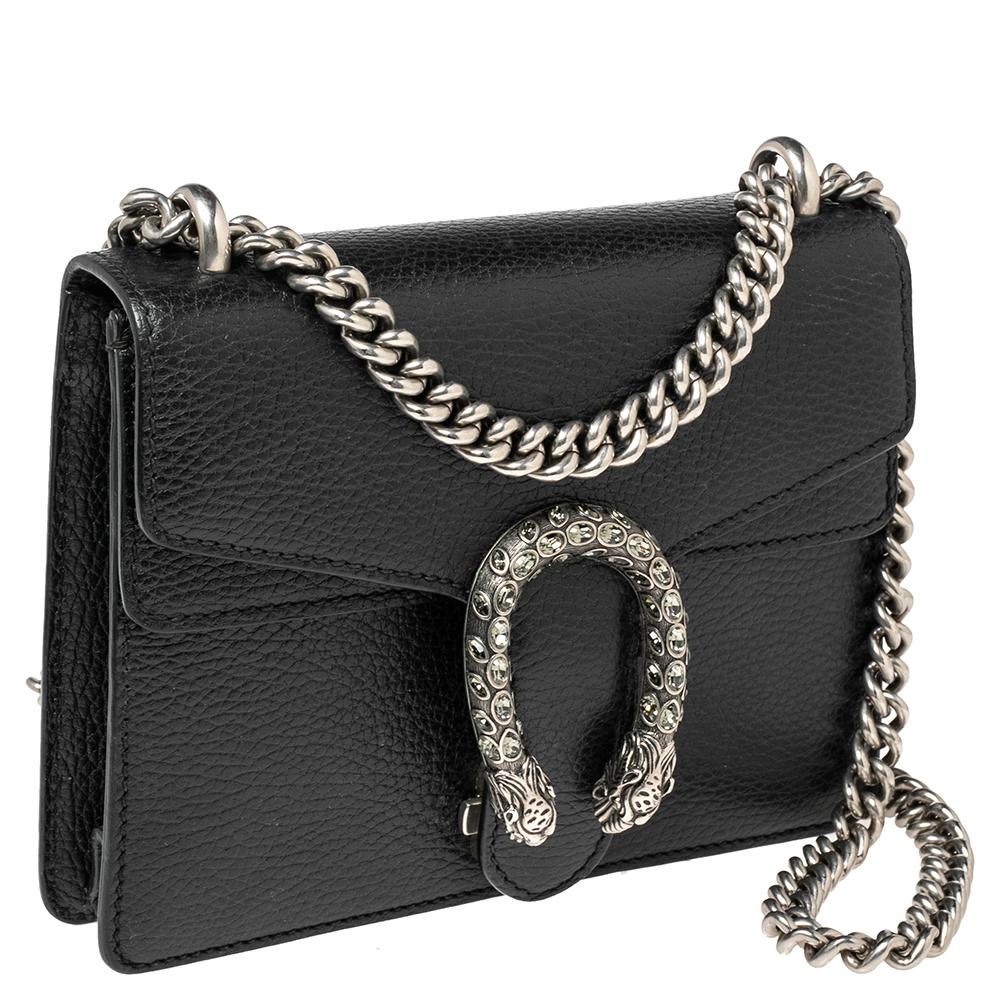 Women's Gucci Black Leather Mini Dionysus Shoulder Bag