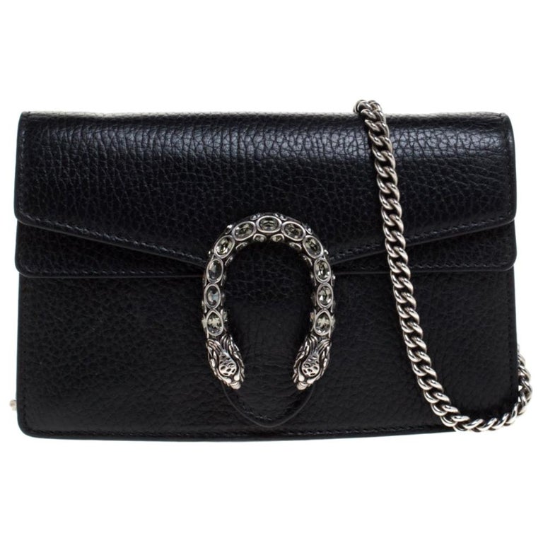 Gucci Black Leather Mini Dionysus Shoulder Bag For Sale at 1stDibs