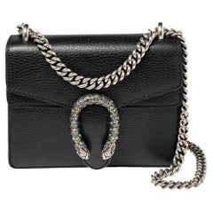 Used Gucci Black Leather Mini Dionysus Shoulder Bag