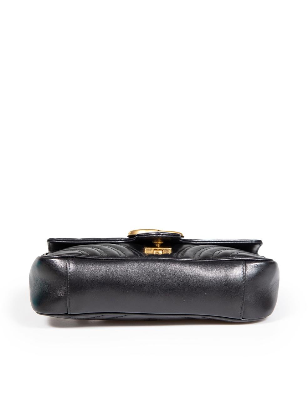 Women's Gucci Black Leather Mini GG Marmont Crossbody Bag For Sale