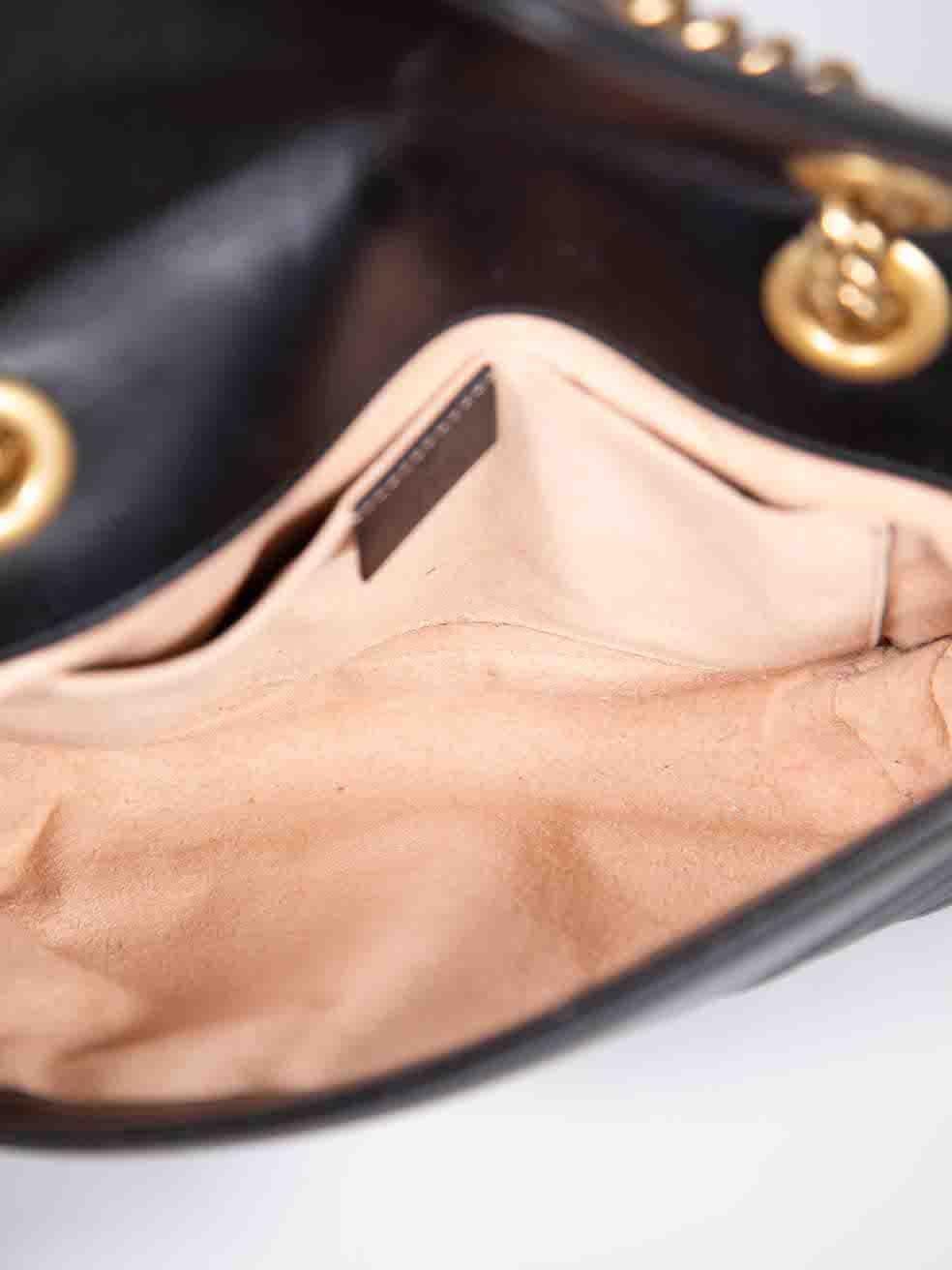 Gucci Black Leather Mini GG Marmont Crossbody Bag For Sale 1
