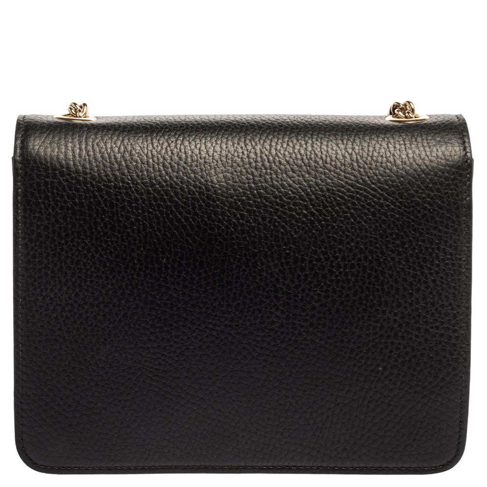 Women's Gucci Black Leather Mini GG Marmont Shoulder Bag