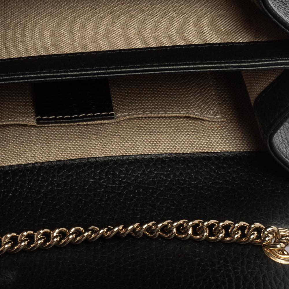 Gucci Black Leather Mini GG Marmont Shoulder Bag 1