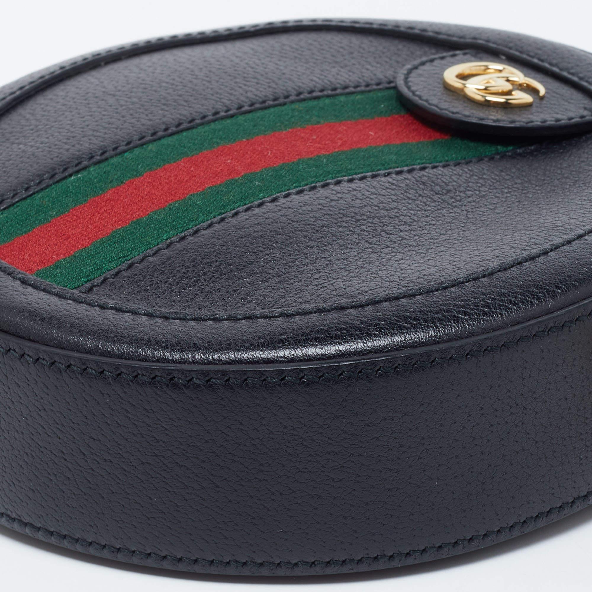 Gucci Black Leather Mini Ophidia Round Shoulder Bag 7