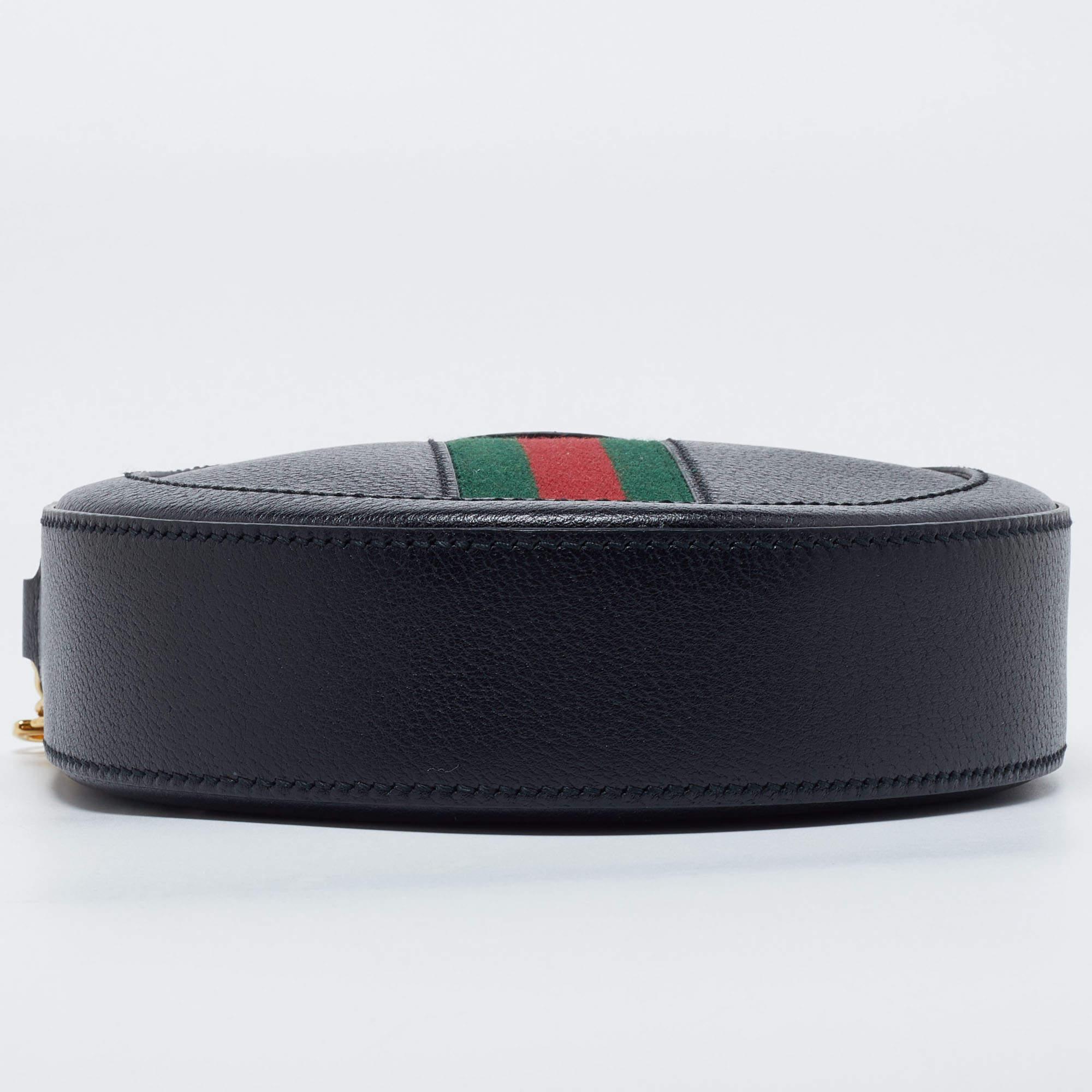 Gucci Black Leather Mini Ophidia Round Shoulder Bag 1
