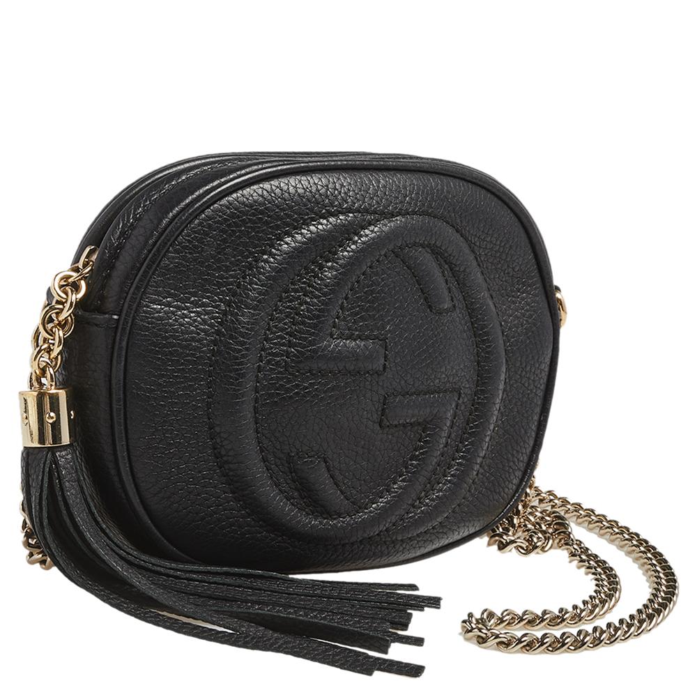 Gucci Black Leather Mini Soho Disco Chain Crossbody Bag 2