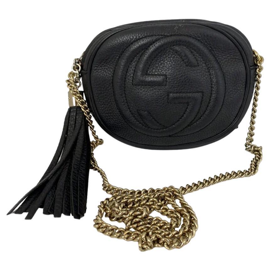 Gucci Black Leather Mini Soho Disco Chain Crossbody Bag For Sale at 1stDibs