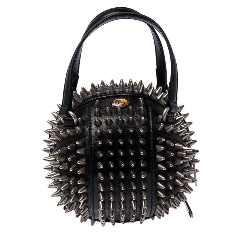 Gucci Black Leather Mini Spike Tifosa Bag For Sale at 1stDibs | gucci spike  bag, black bag with spikes, handbag with spikes