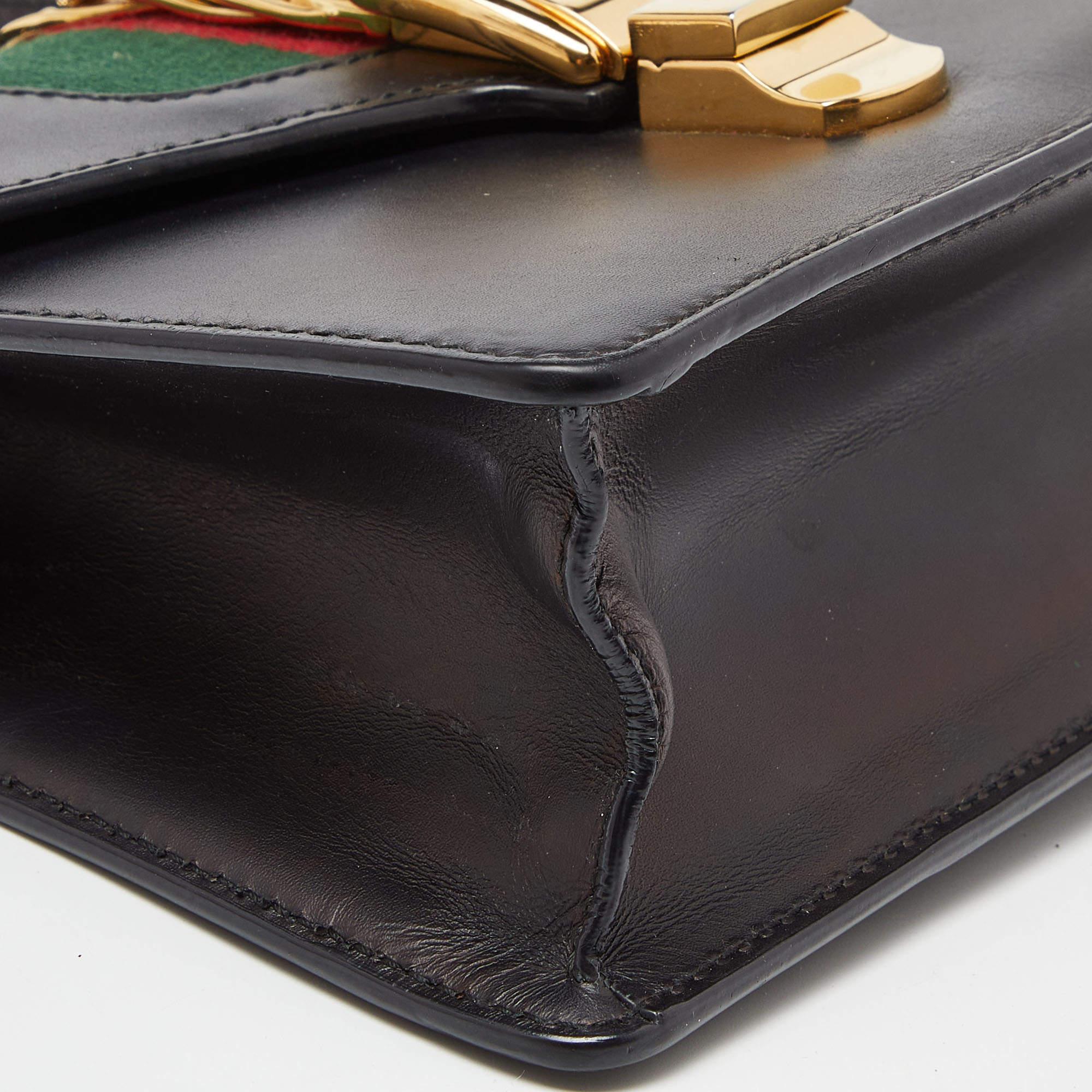 Gucci - Mini sac à main en cuir noir Sylvie avec poignée supérieure 5