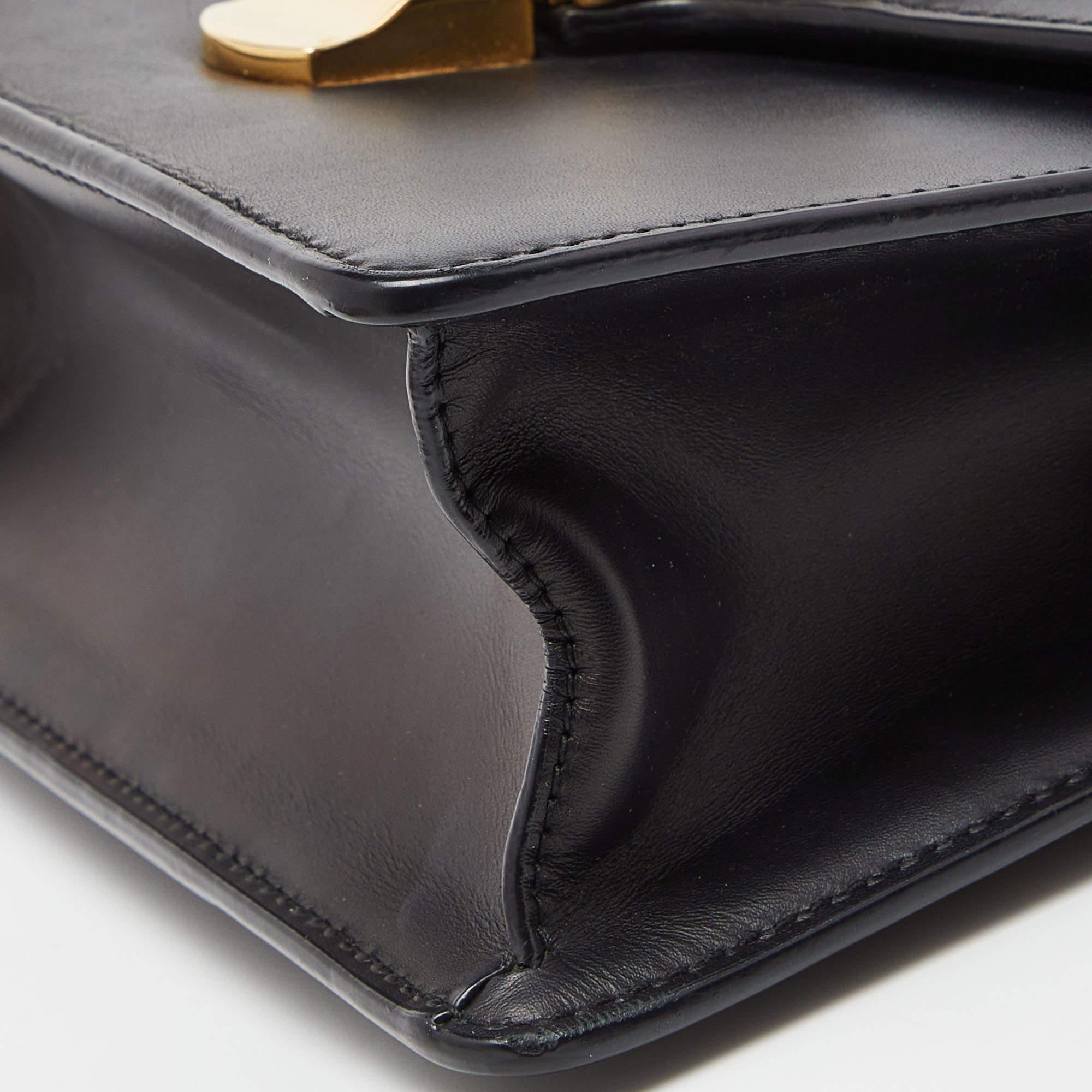 Gucci Black Leather Mini Sylvie Top Handle Bag For Sale 7