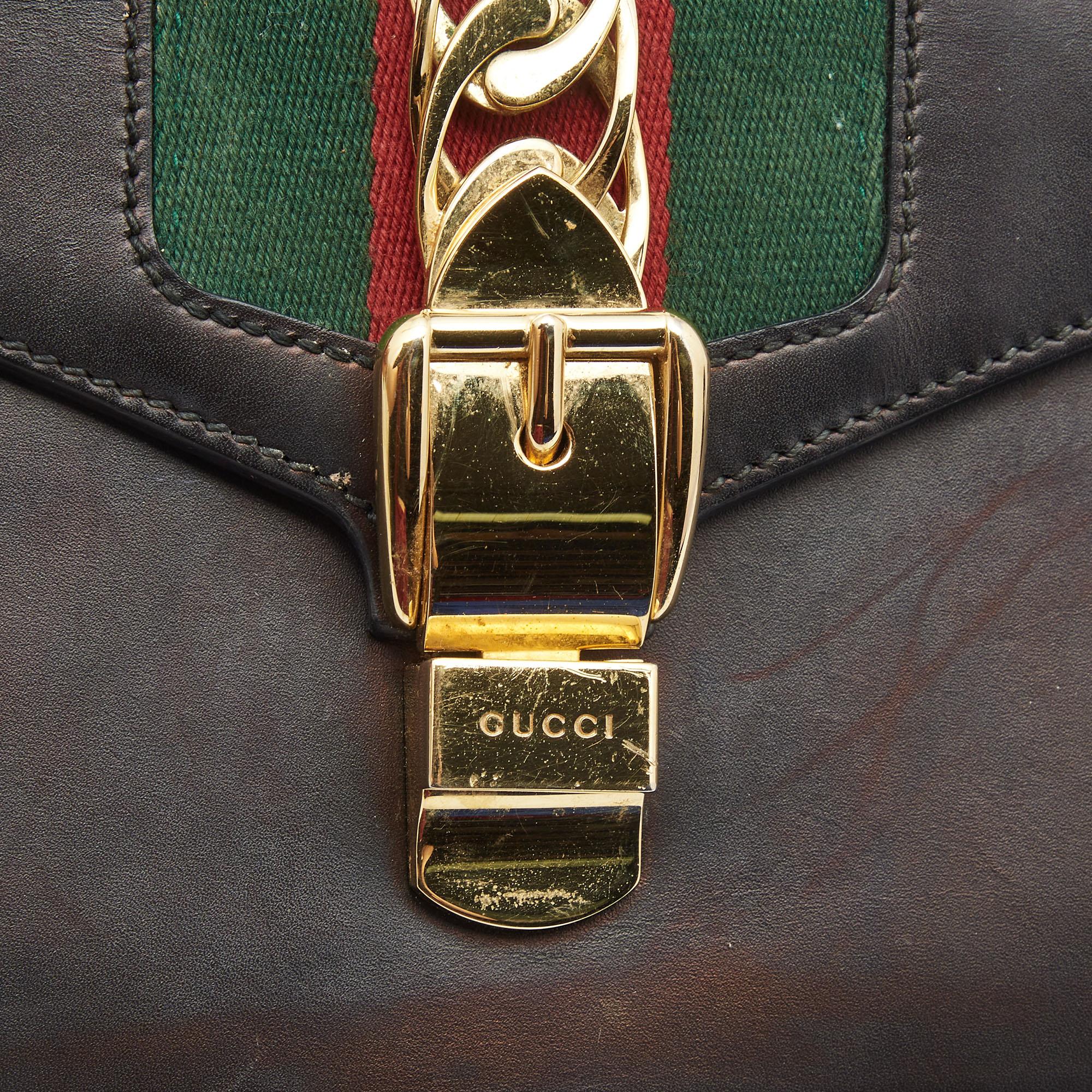 Gucci Black Leather Mini Sylvie Top Handle Bag For Sale at 1stDibs
