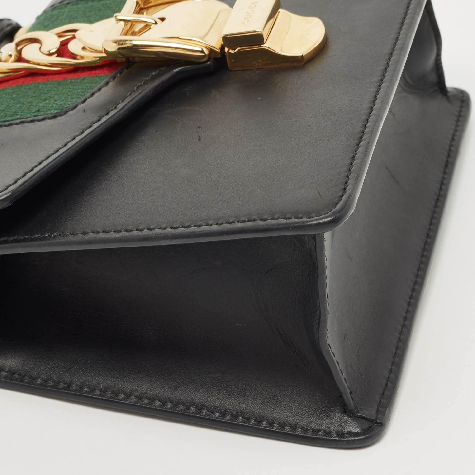 Gucci Black Leather Mini Sylvie Top Handle Bag 2