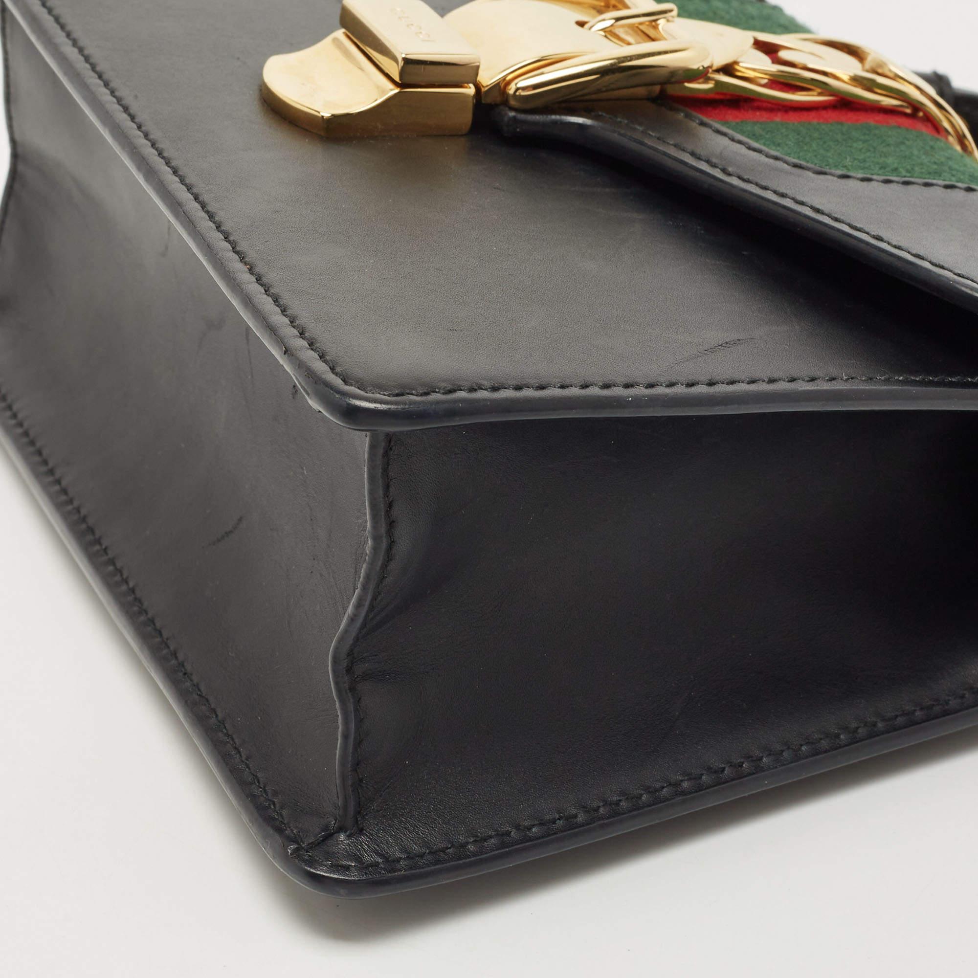 Gucci Black Leather Mini Sylvie Top Handle Bag 3