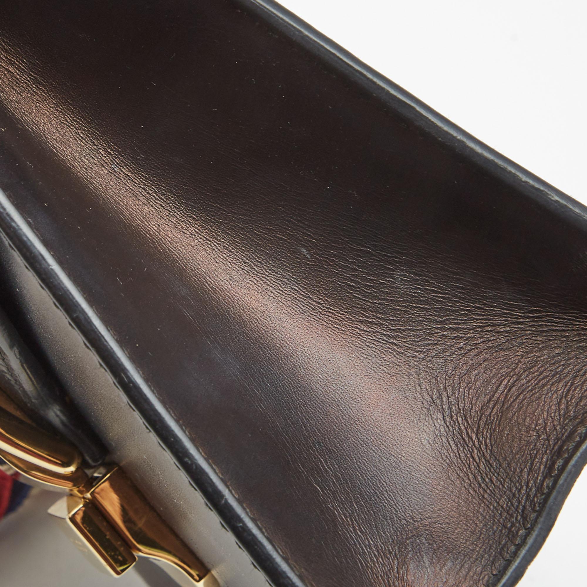 Gucci Black Leather Mini Sylvie Top Handle Bag For Sale at 1stDibs