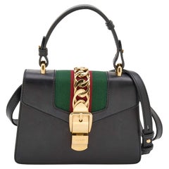 Gucci Black Leather Mini Sylvie Top Handle Bag