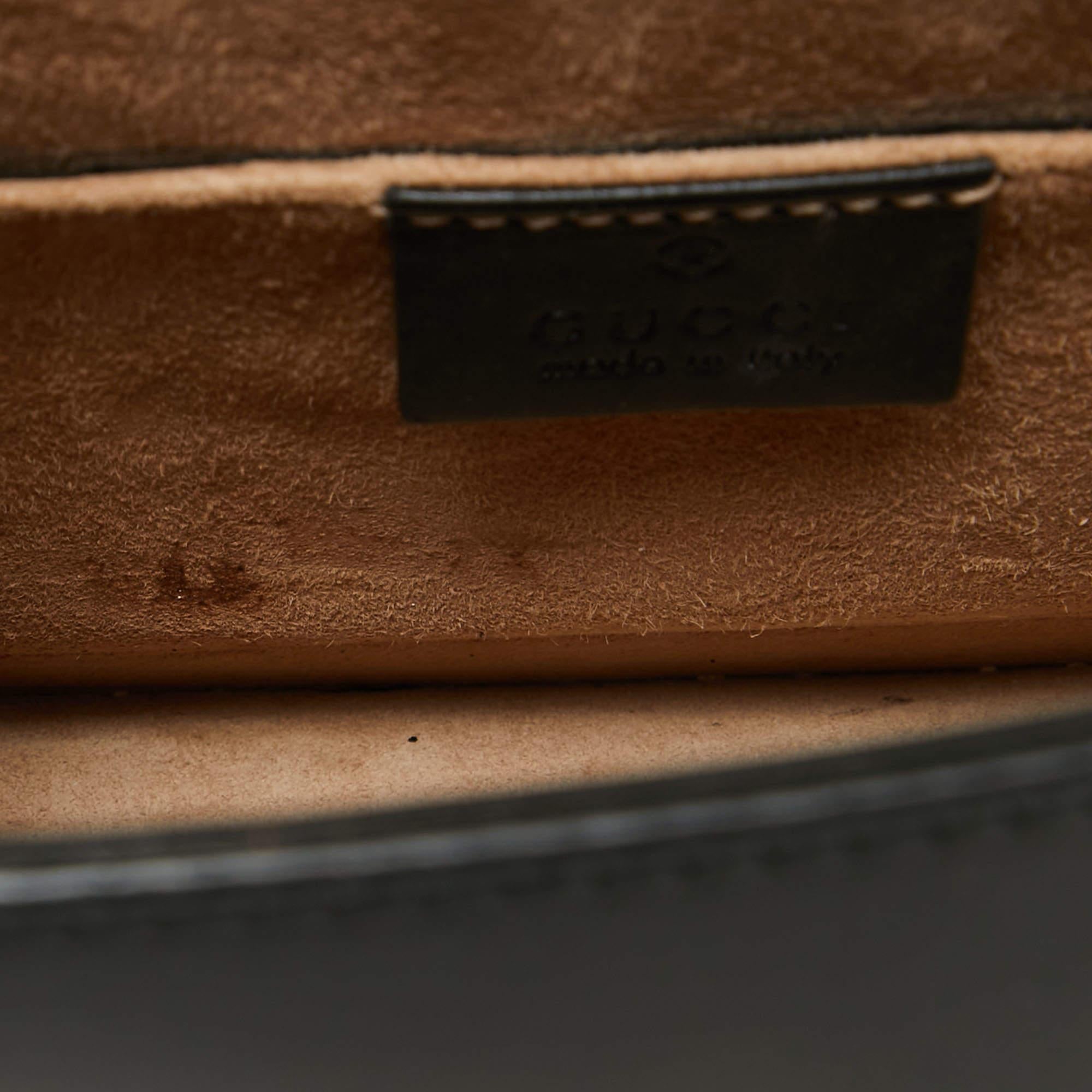Gucci Black Leather Mini Web Chain Sylvie Crossbody Bag For Sale 6