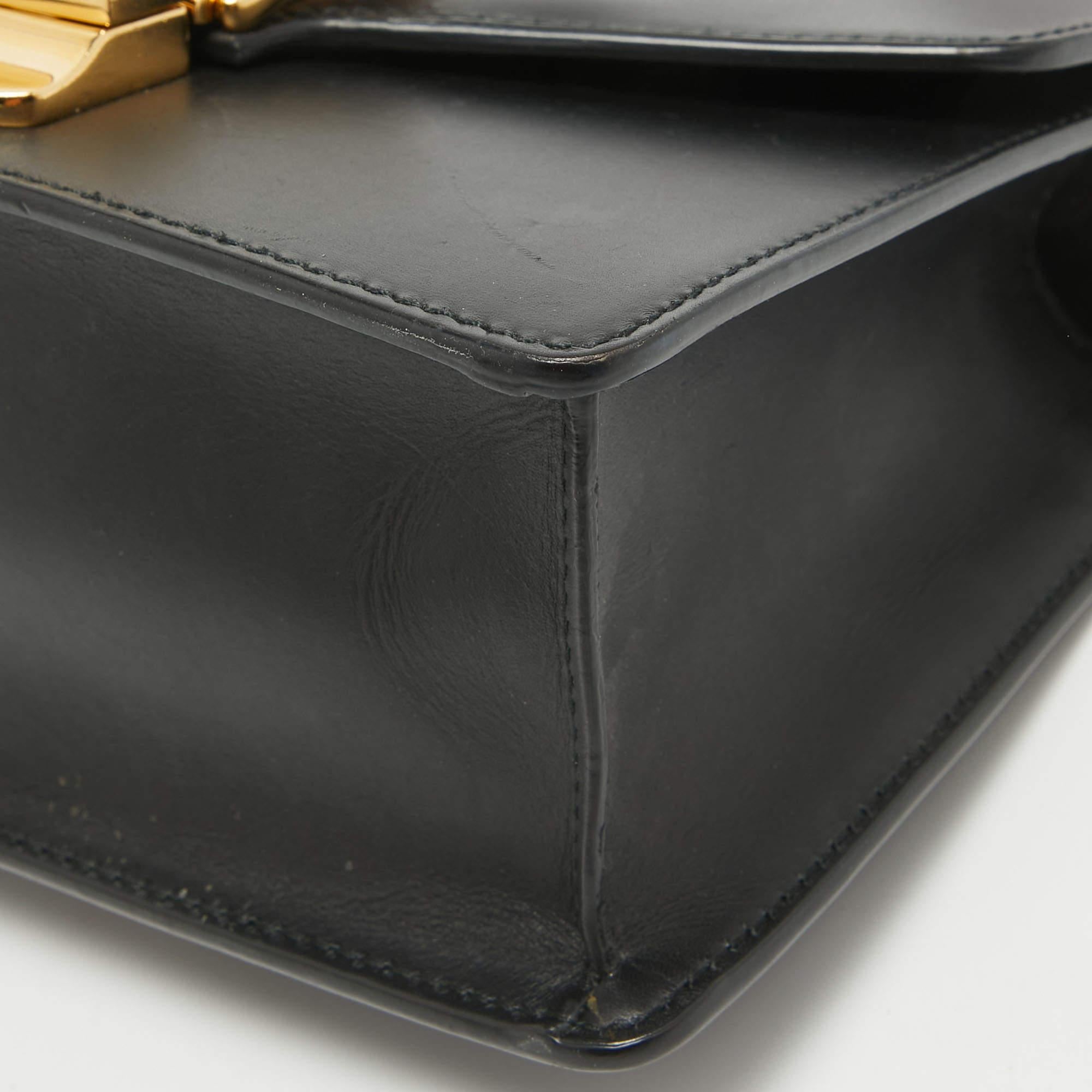 Gucci Black Leather Mini Web Chain Sylvie Crossbody Bag For Sale 10