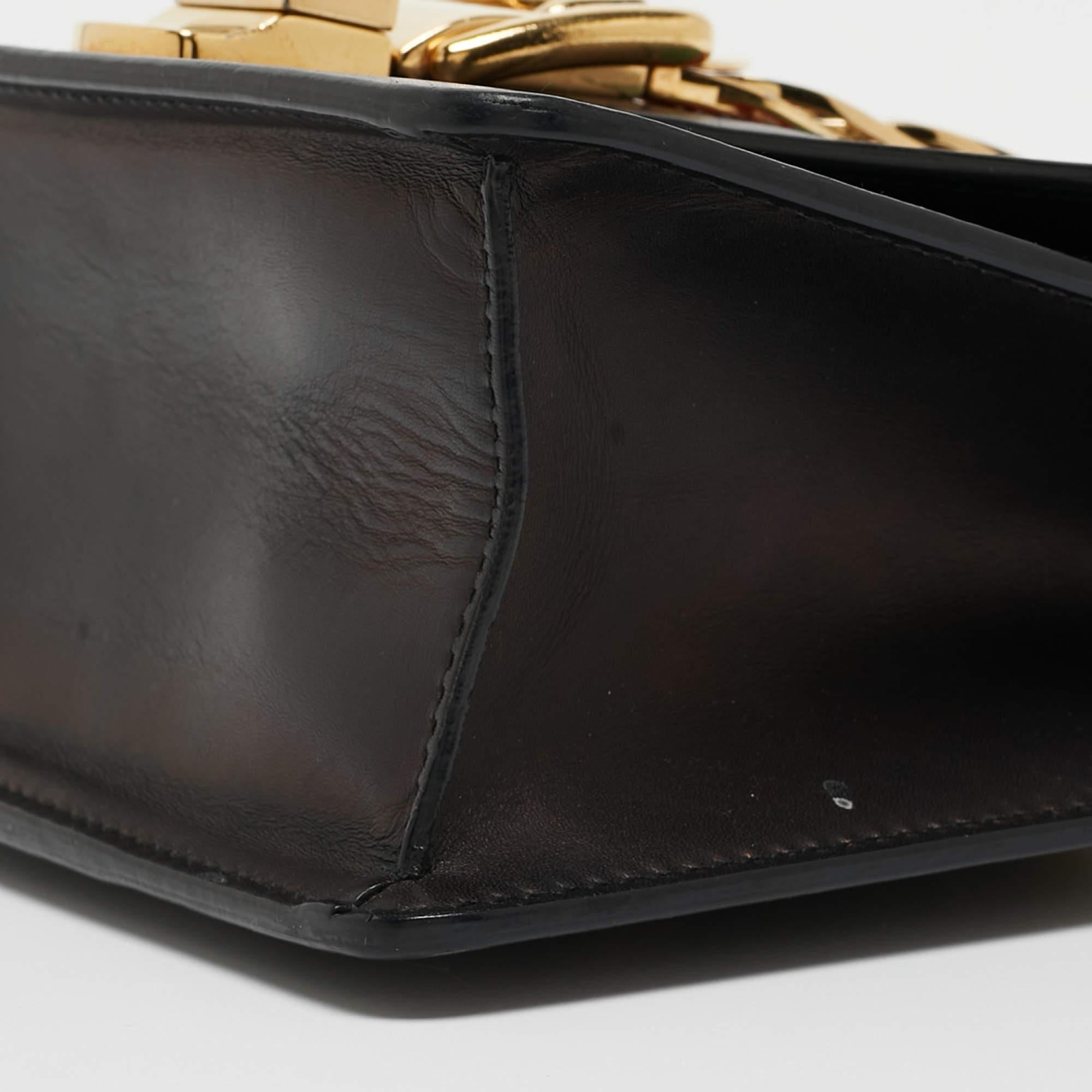 Gucci Black Leather Mini Web Chain Sylvie Crossbody Bag 10