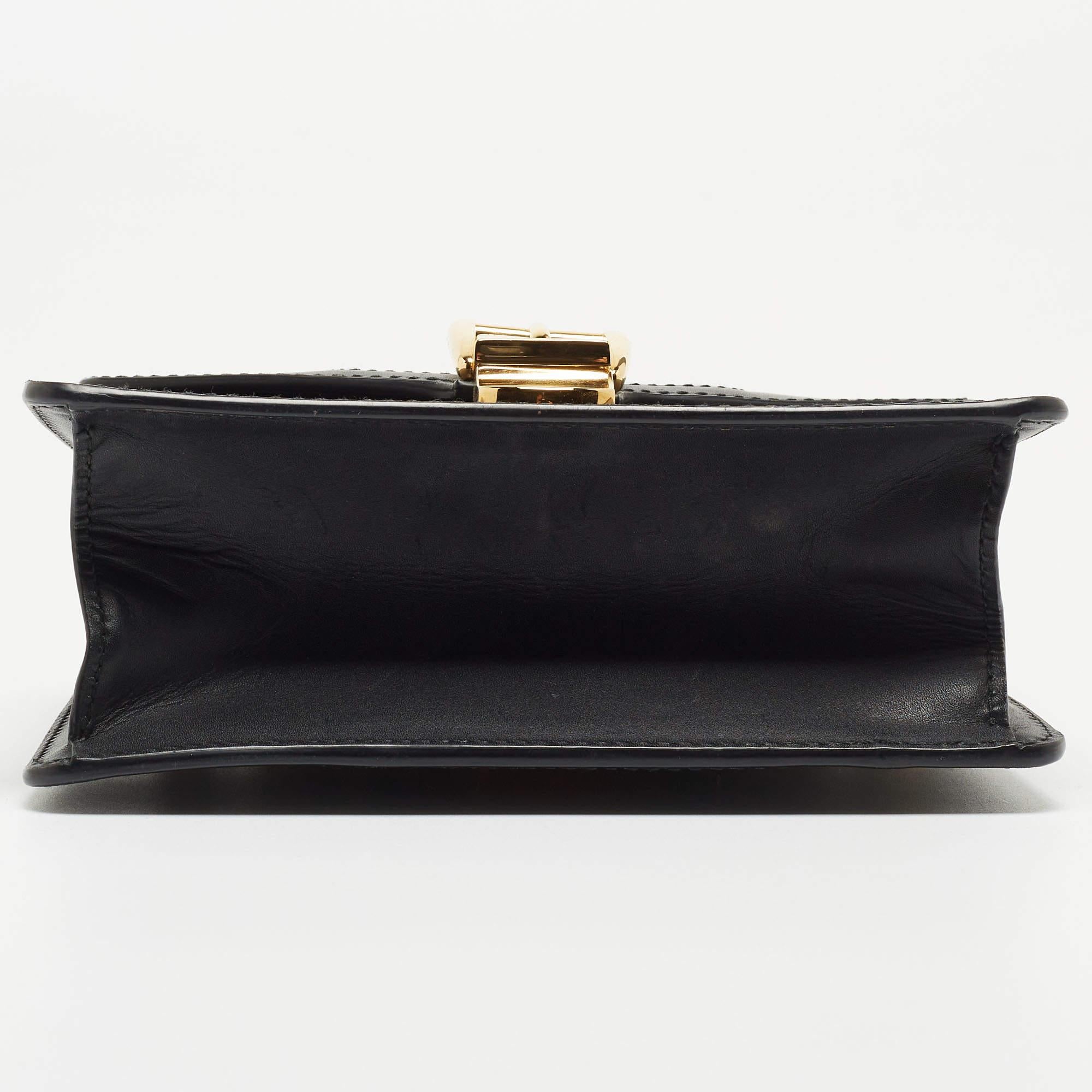 Gucci Black Leather Mini Web Chain Sylvie Crossbody Bag 12