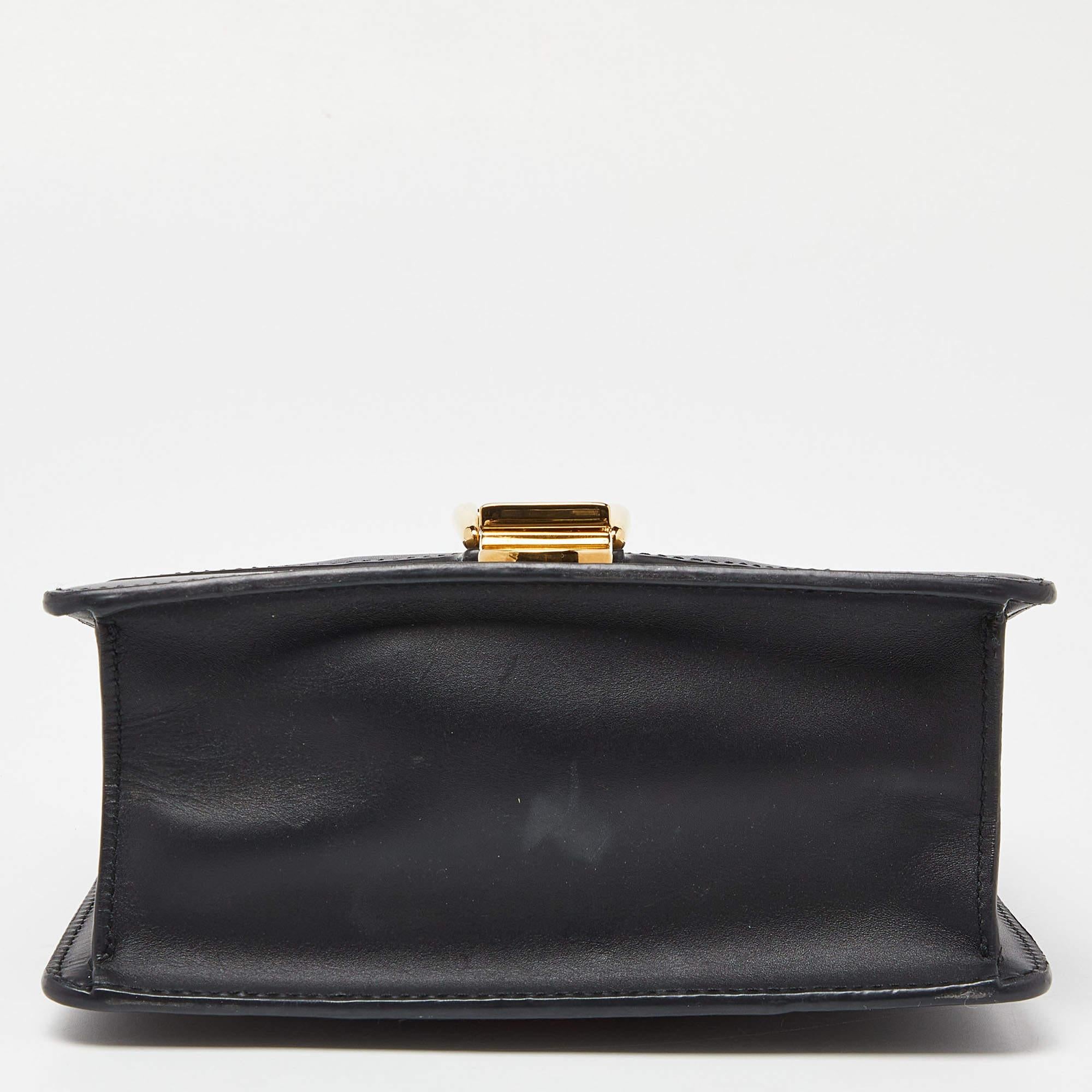 Gucci Black Leather Mini Web Chain Sylvie Crossbody Bag 1