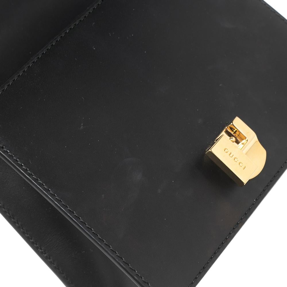 Gucci Black Leather Mini Web Chain Sylvie Crossbody Bag 2