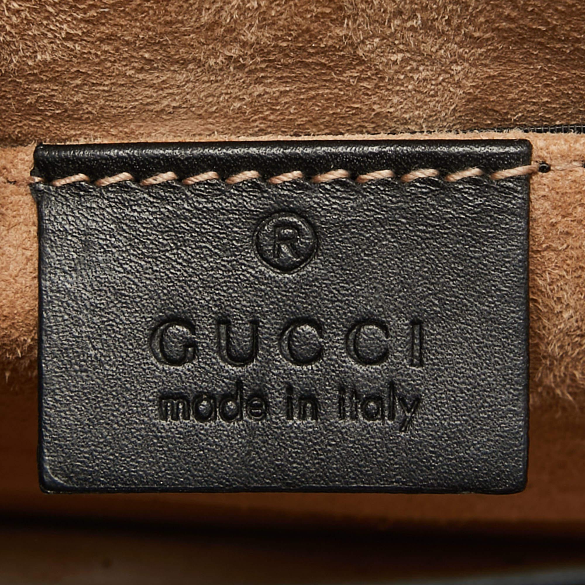 Gucci Black Leather Mini Web Chain Sylvie Crossbody Bag For Sale 3