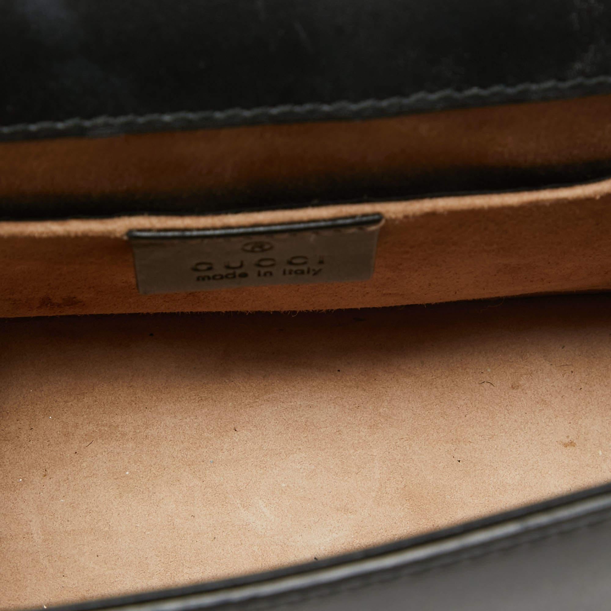 Gucci Black Leather Mini Web Chain Sylvie Crossbody Bag For Sale 4