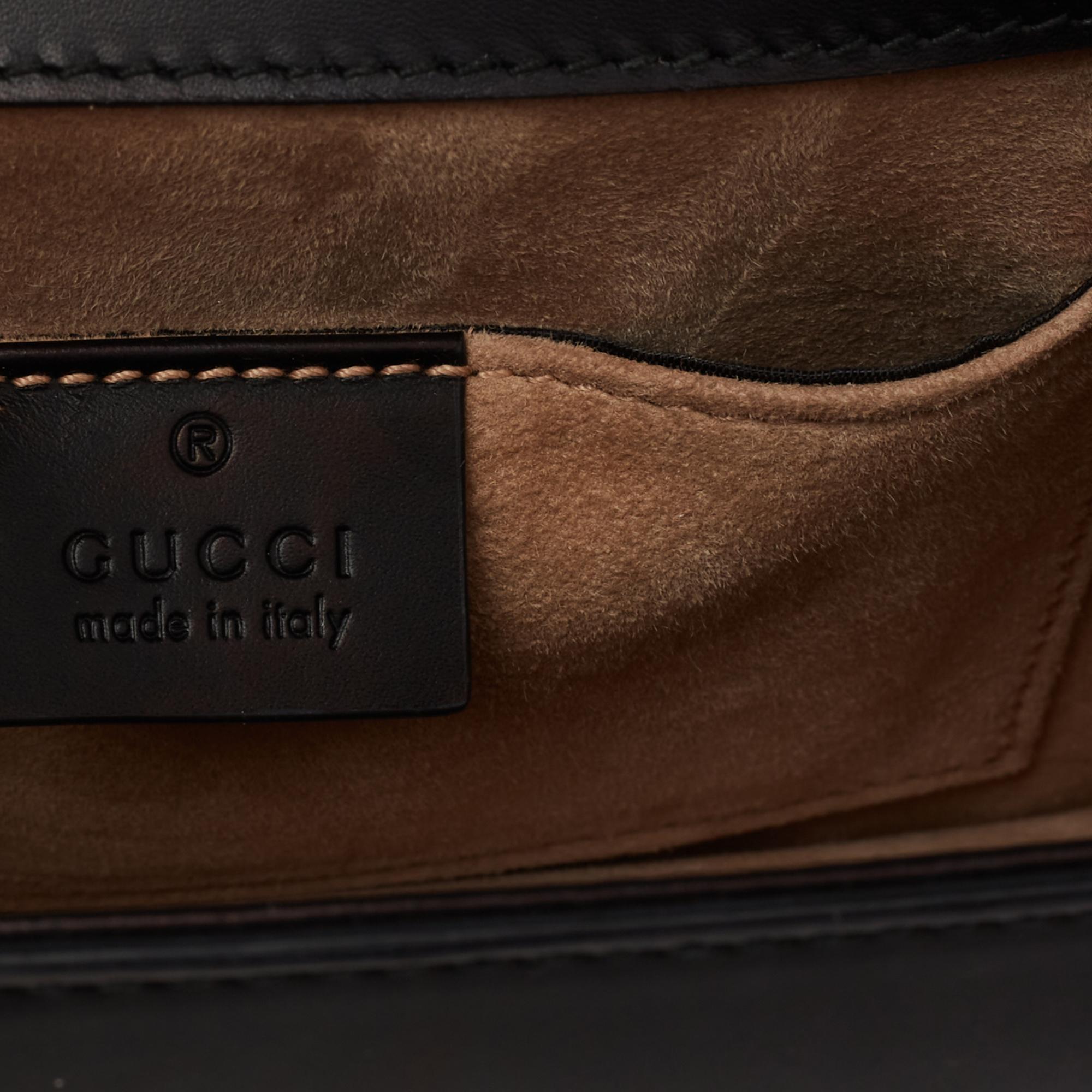 Gucci Black Leather Mini Web Chain Sylvie Top Handle Bag 6
