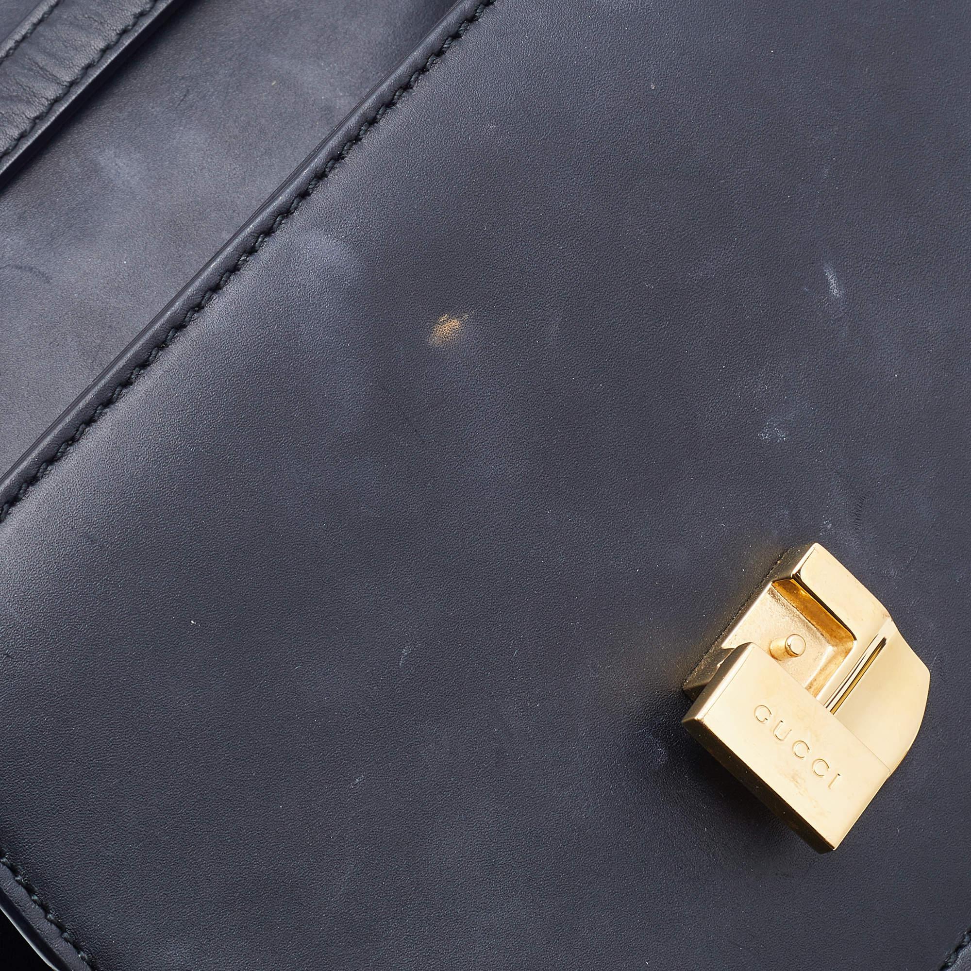 Gucci Black Leather Mini Web Chain Sylvie Top Handle Bag 8