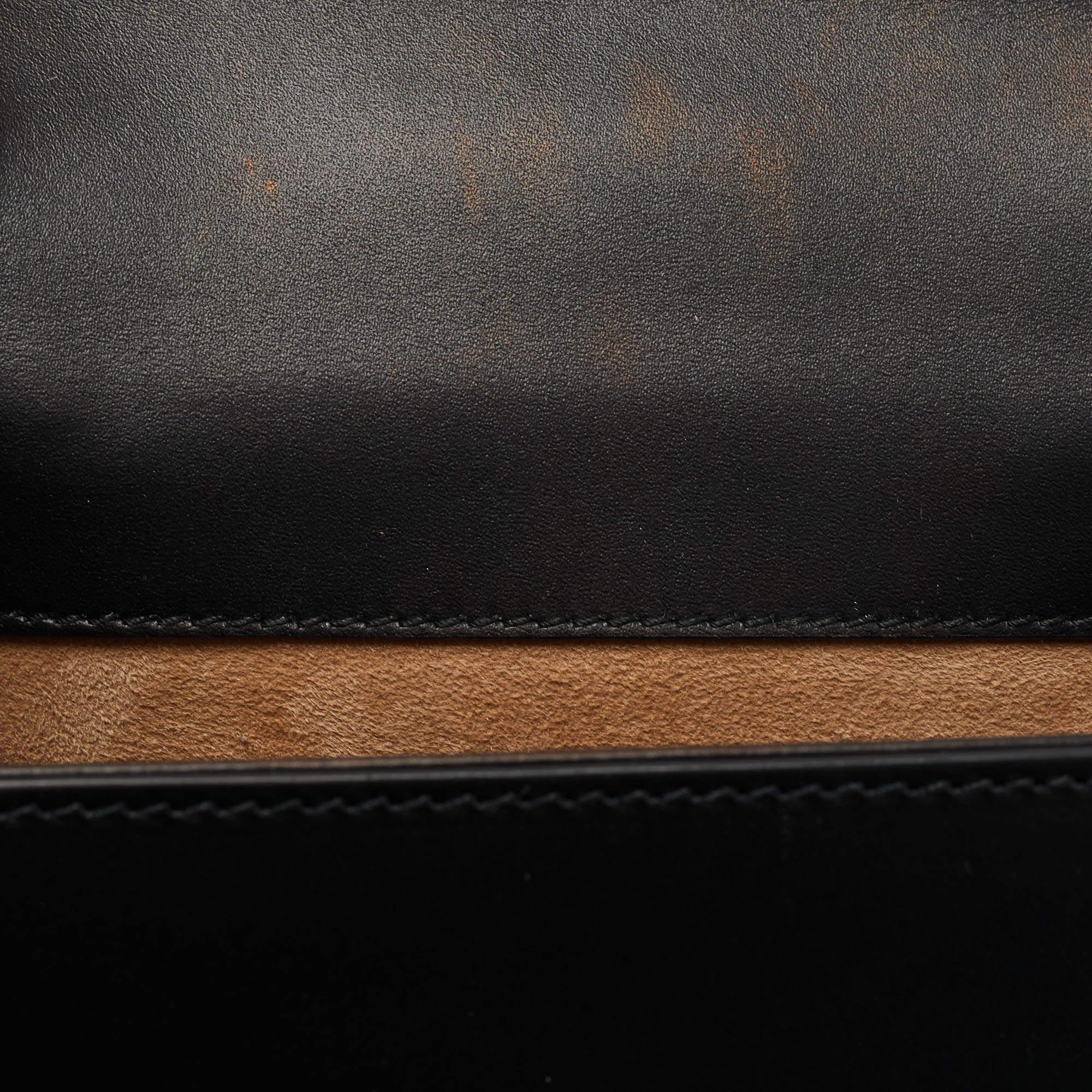 Gucci Black Leather Mini  Chain Sylvie Top Handle Bag For Sale at