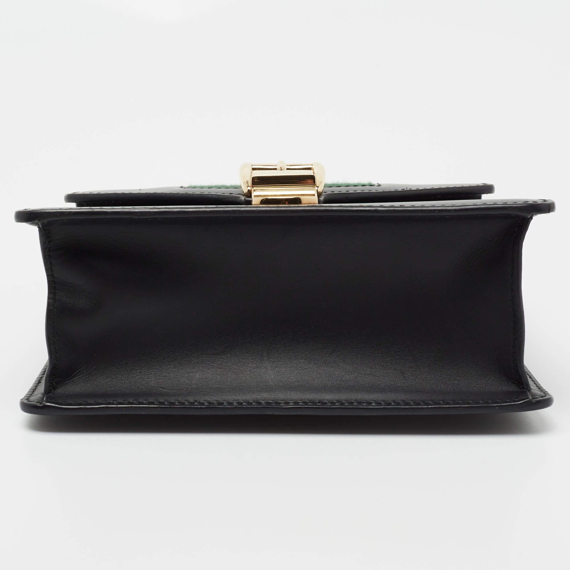 Gucci Black Leather Mini  Chain Sylvie Top Handle Bag For Sale at