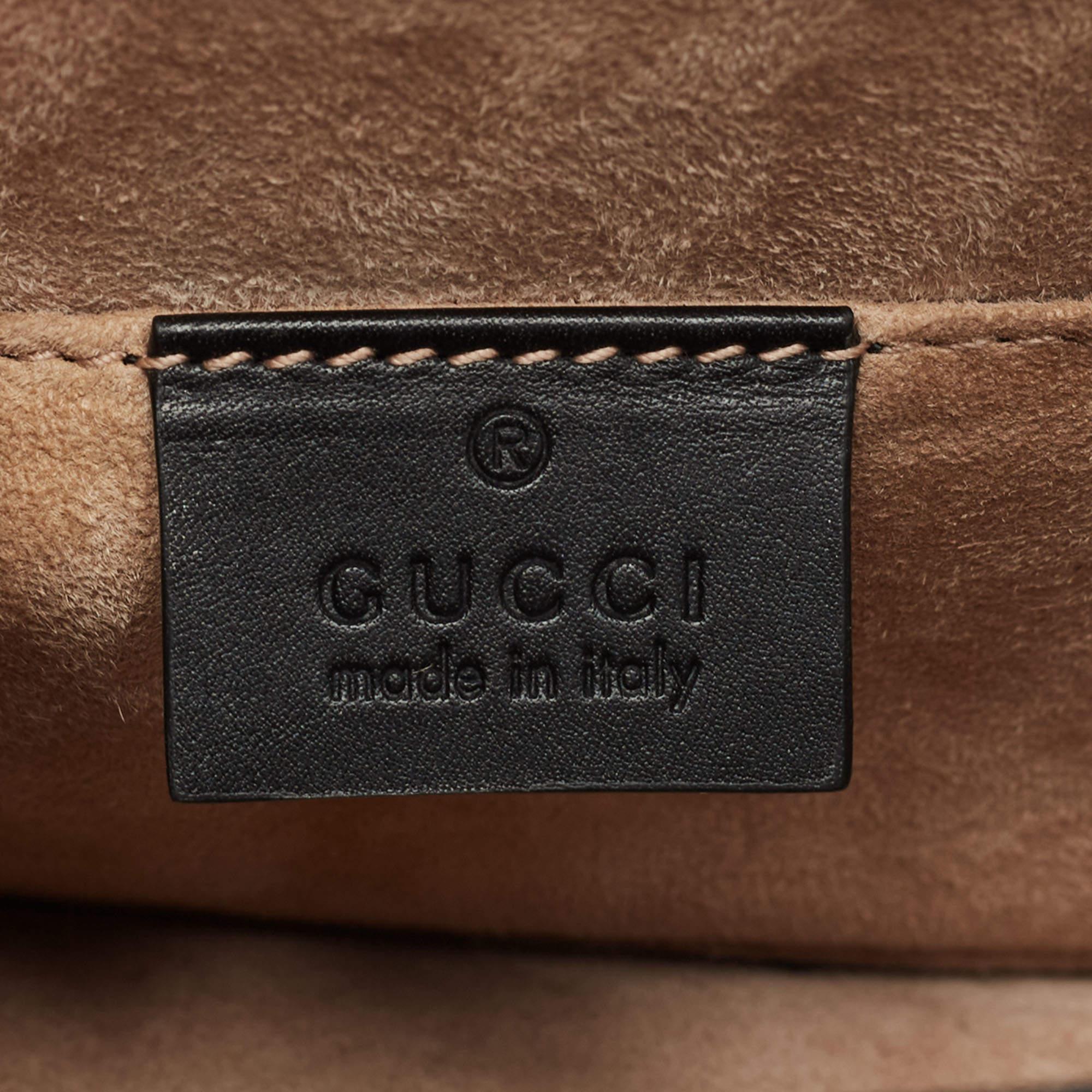 Women's Gucci Black Leather Mini Web Chain Sylvie Top Handle Bag For Sale