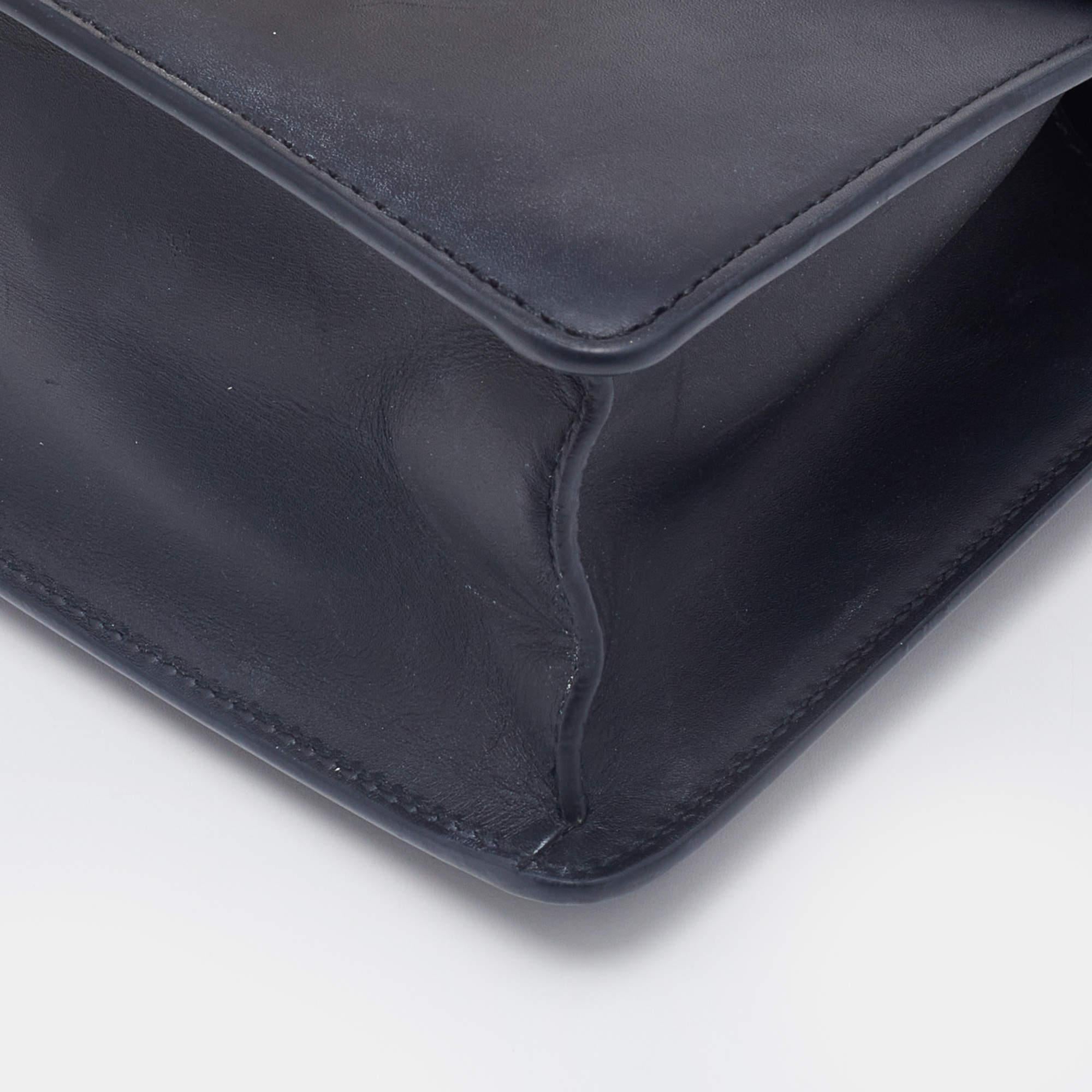 Gucci Black Leather Mini Web Chain Sylvie Top Handle Bag 3