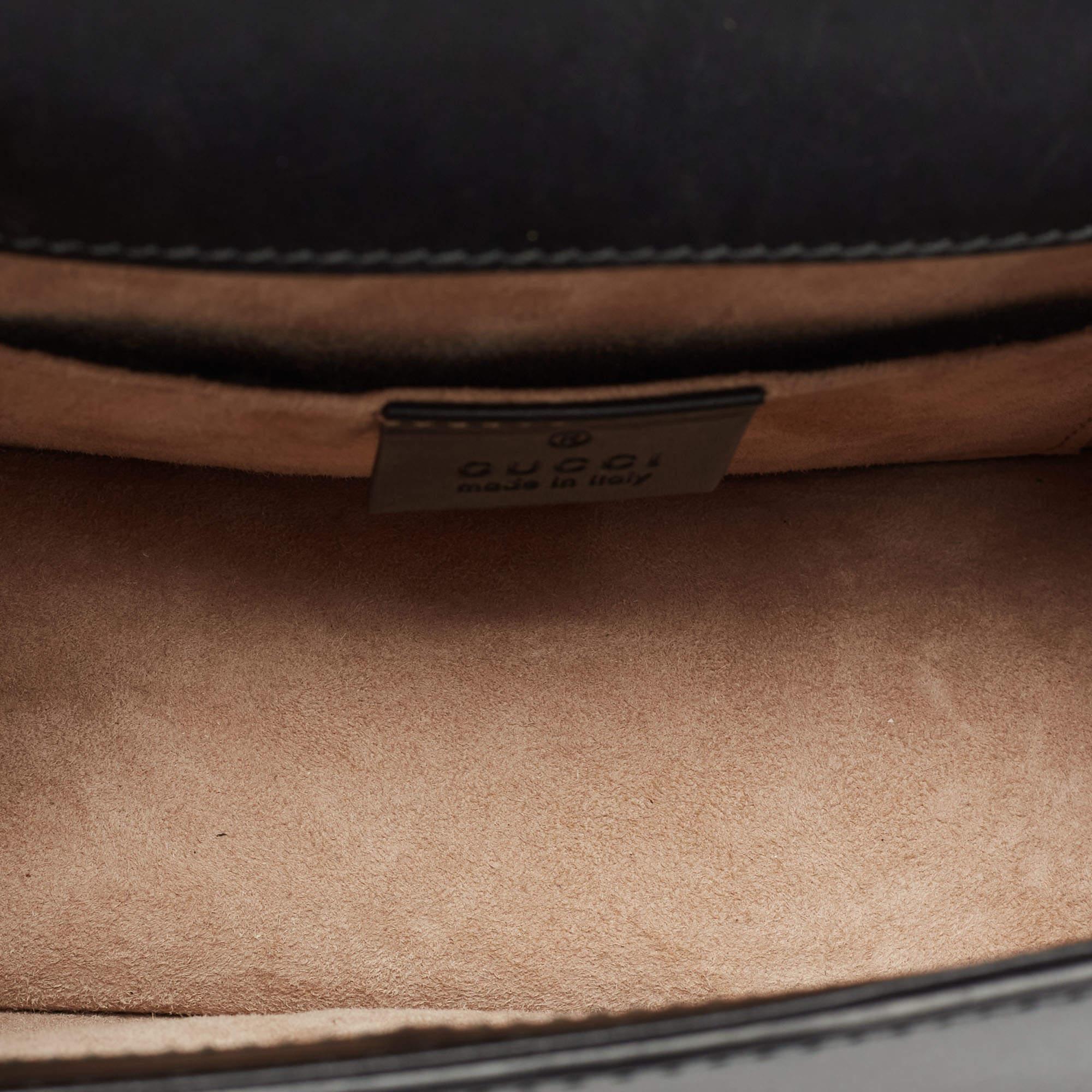 Gucci Black Leather Mini Web Chain Sylvie Top Handle Bag For Sale 1