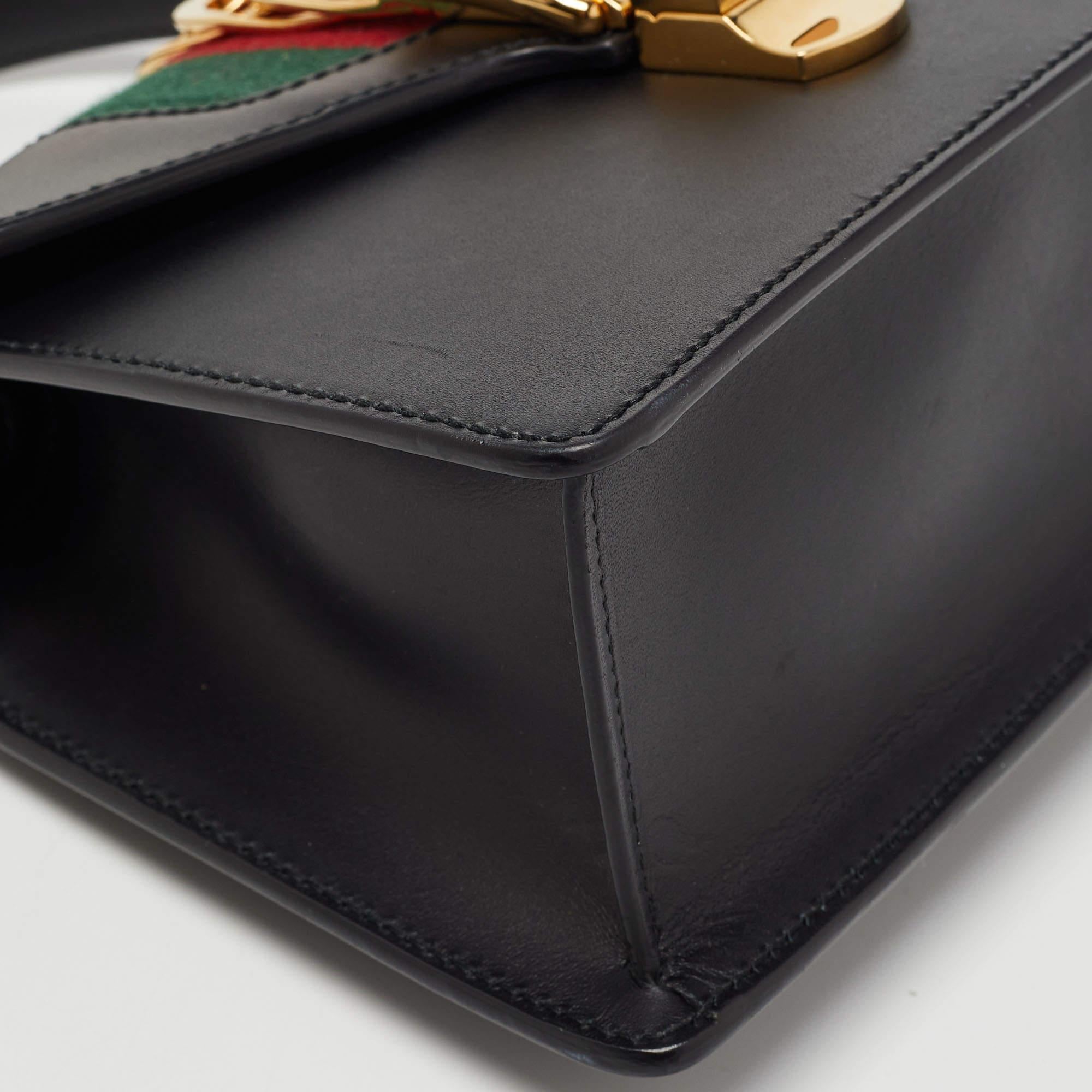 Gucci Black Leather Mini  Chain Sylvie Top Handle Bag For Sale at