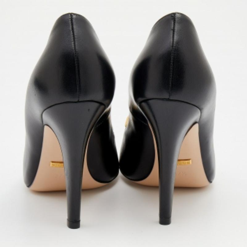 Gucci Black Leather Molina Lips Peep Toe Pumps Size 37.5 2